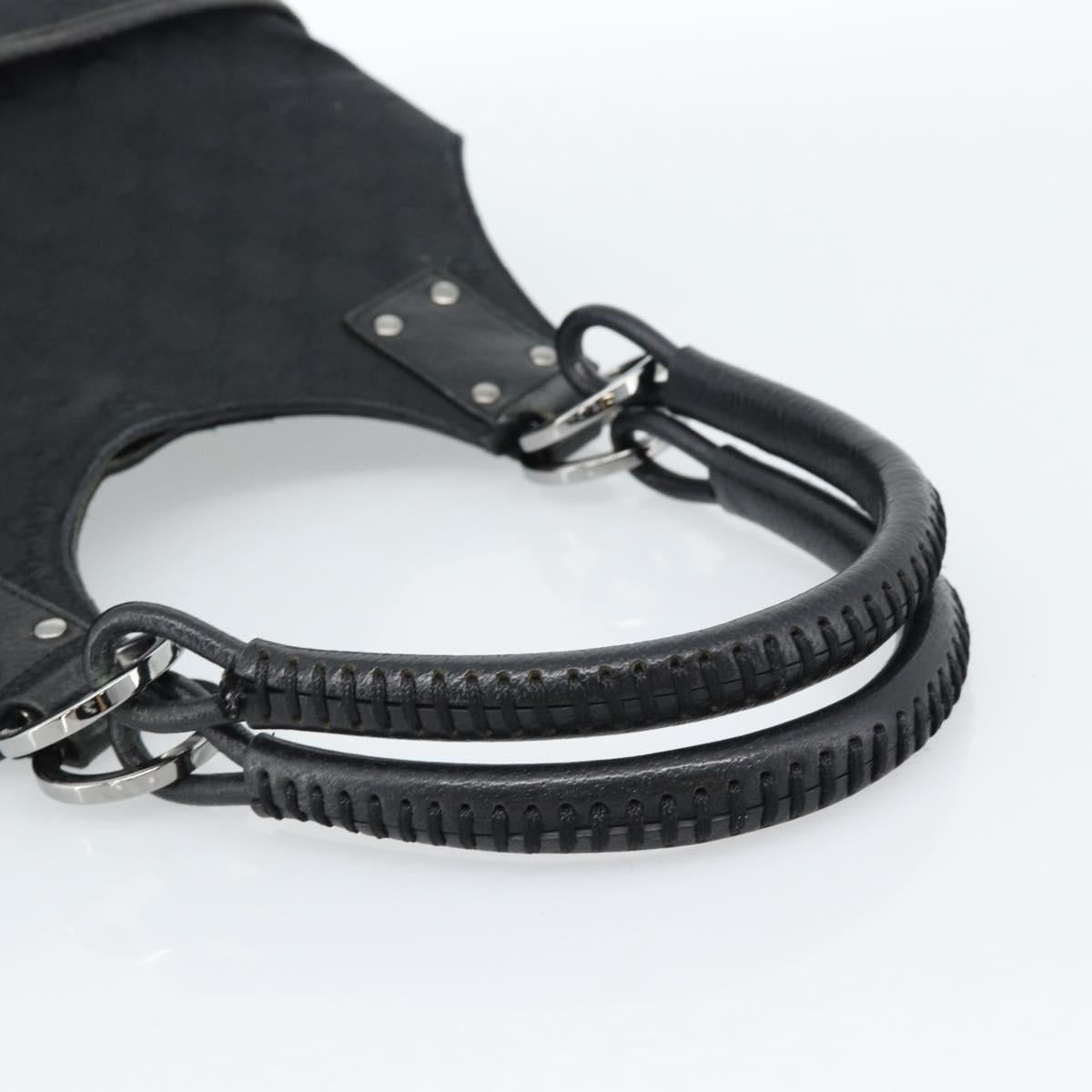 GUCCI GG Canvas Hand Bag Black Silver Auth 183035