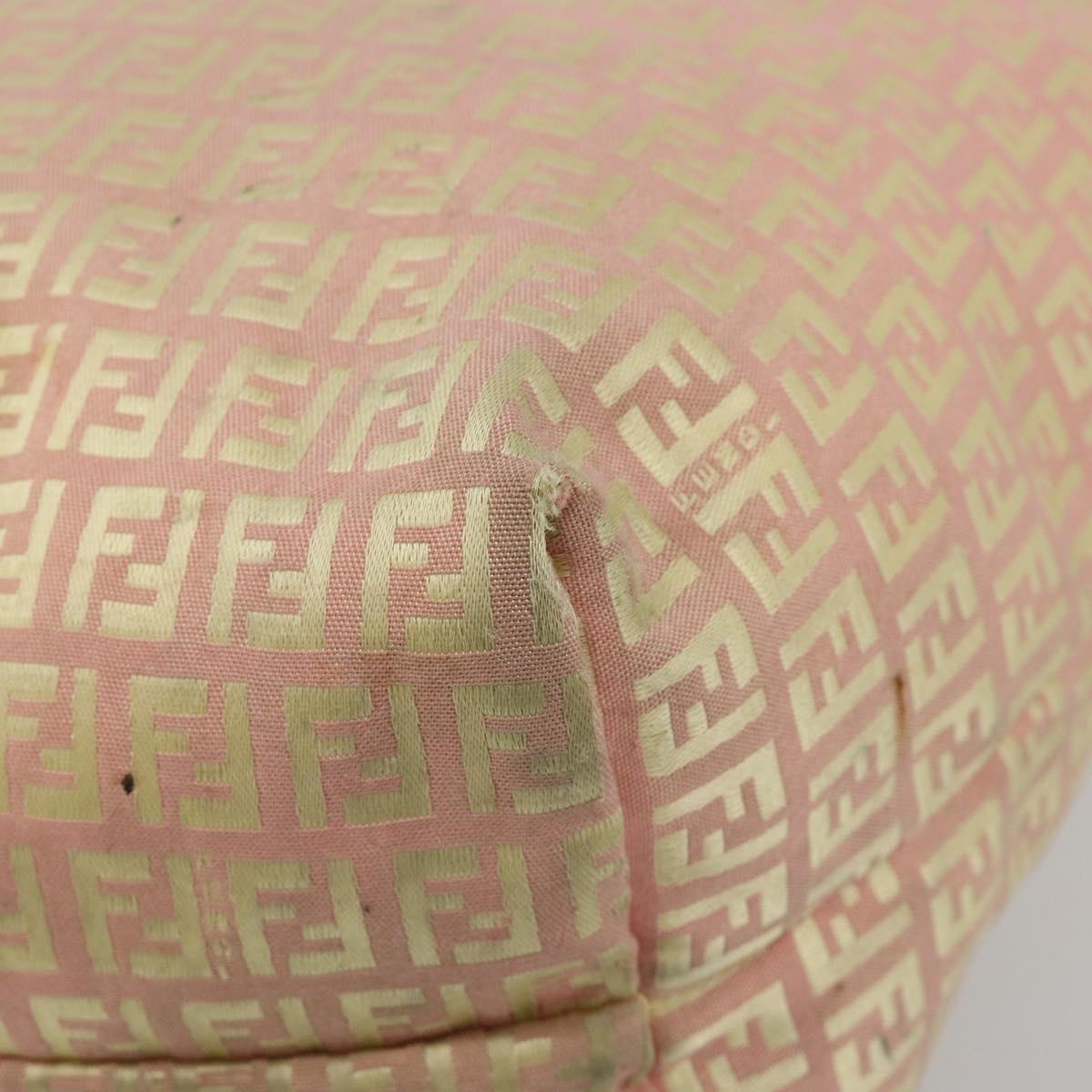 FENDI Zucchino Canvas Tote Bag Pink Gold Auth 183038A