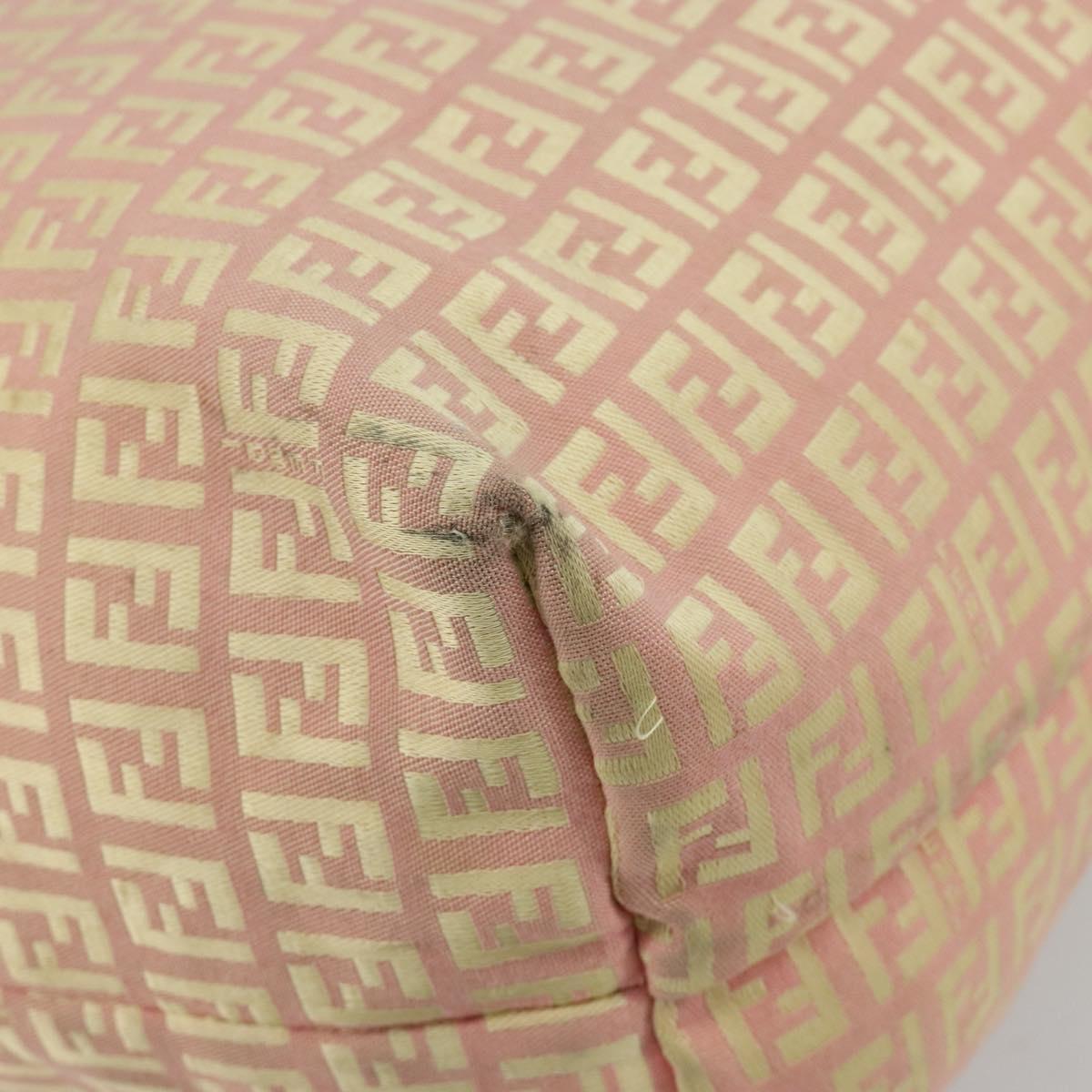 FENDI Zucchino Canvas Tote Bag Pink Gold Auth 183038A
