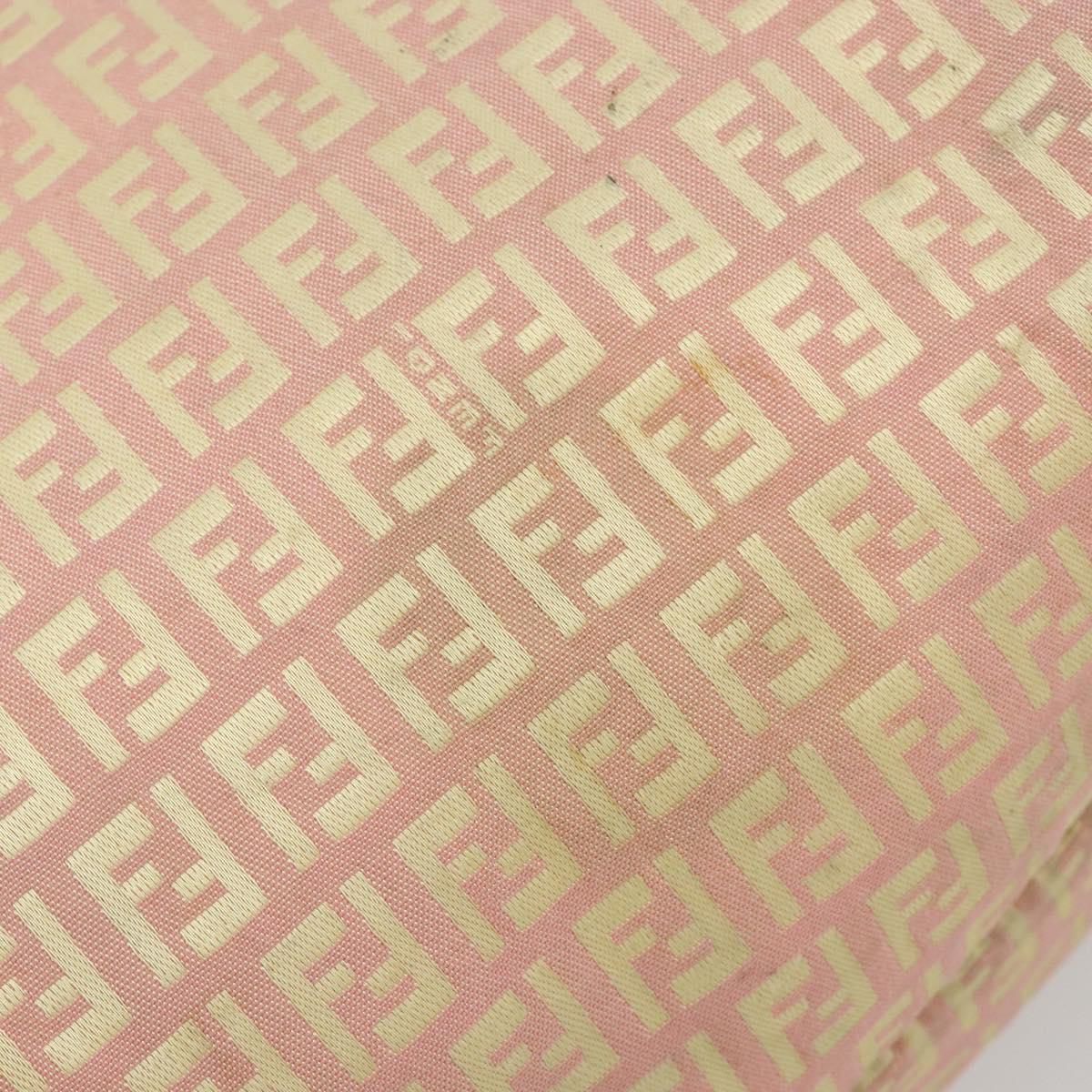 FENDI Zucchino Canvas Tote Bag Pink Gold Auth 183038A