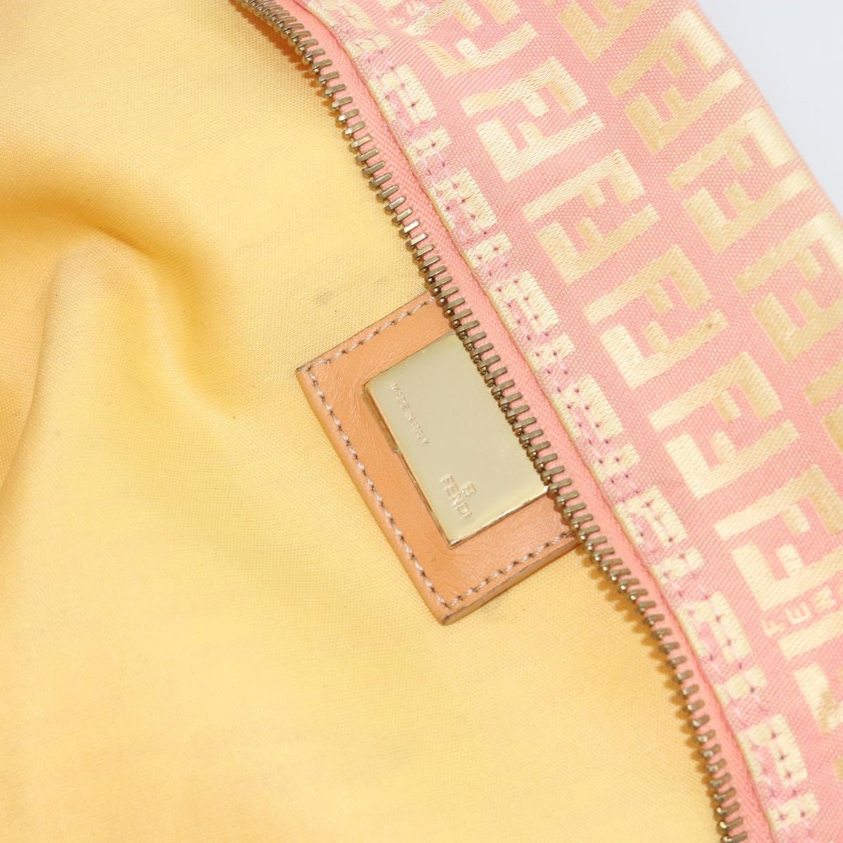 FENDI Zucchino Canvas Tote Bag Pink Gold Auth 183038A