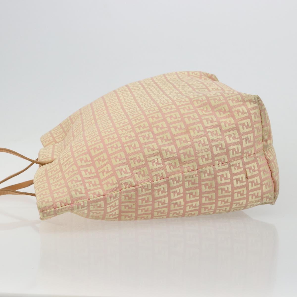 FENDI Zucchino Canvas Tote Bag Pink Gold Auth 183038A