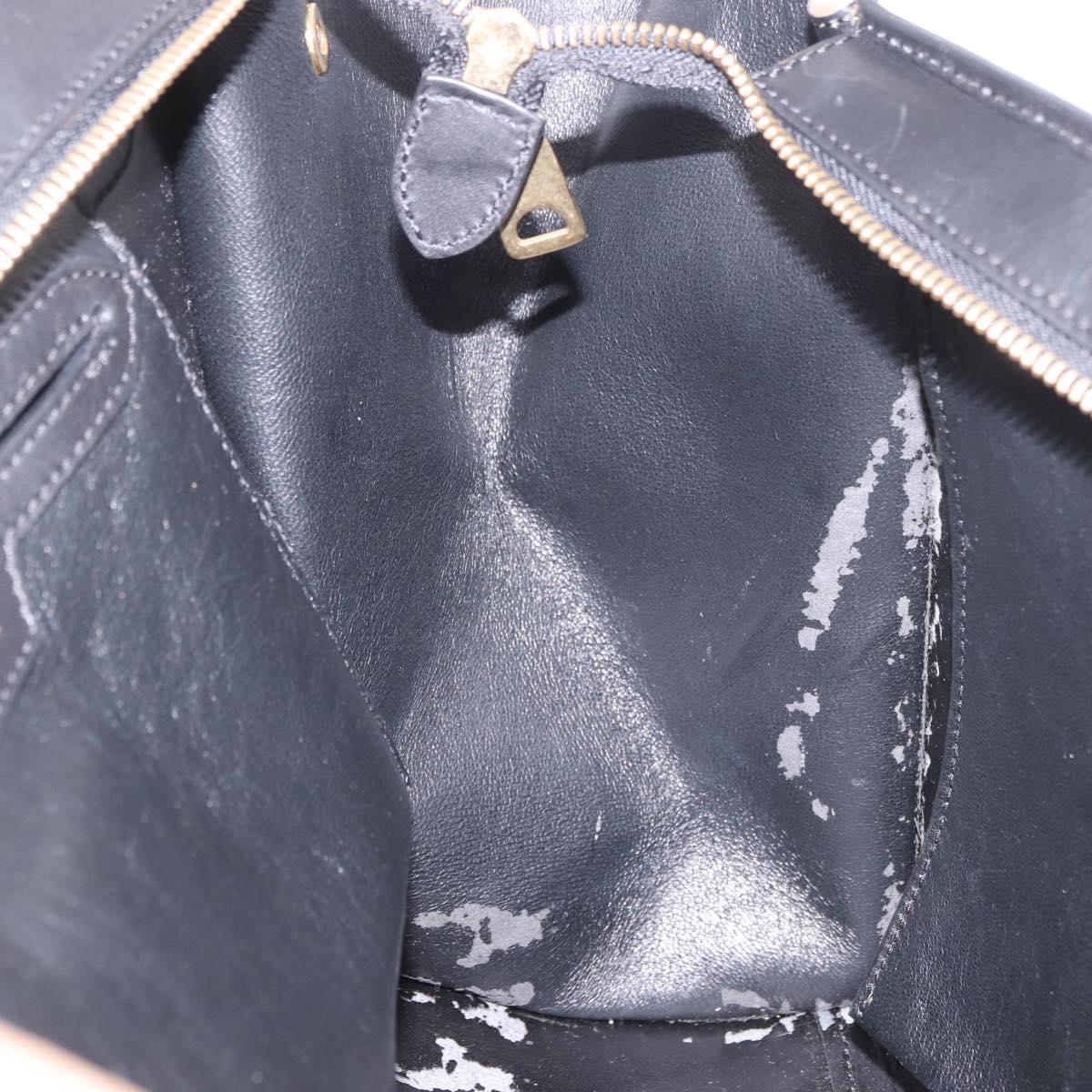 CELINE Trapeze Hand Bag Leather 2way Black Gold Auth 183043