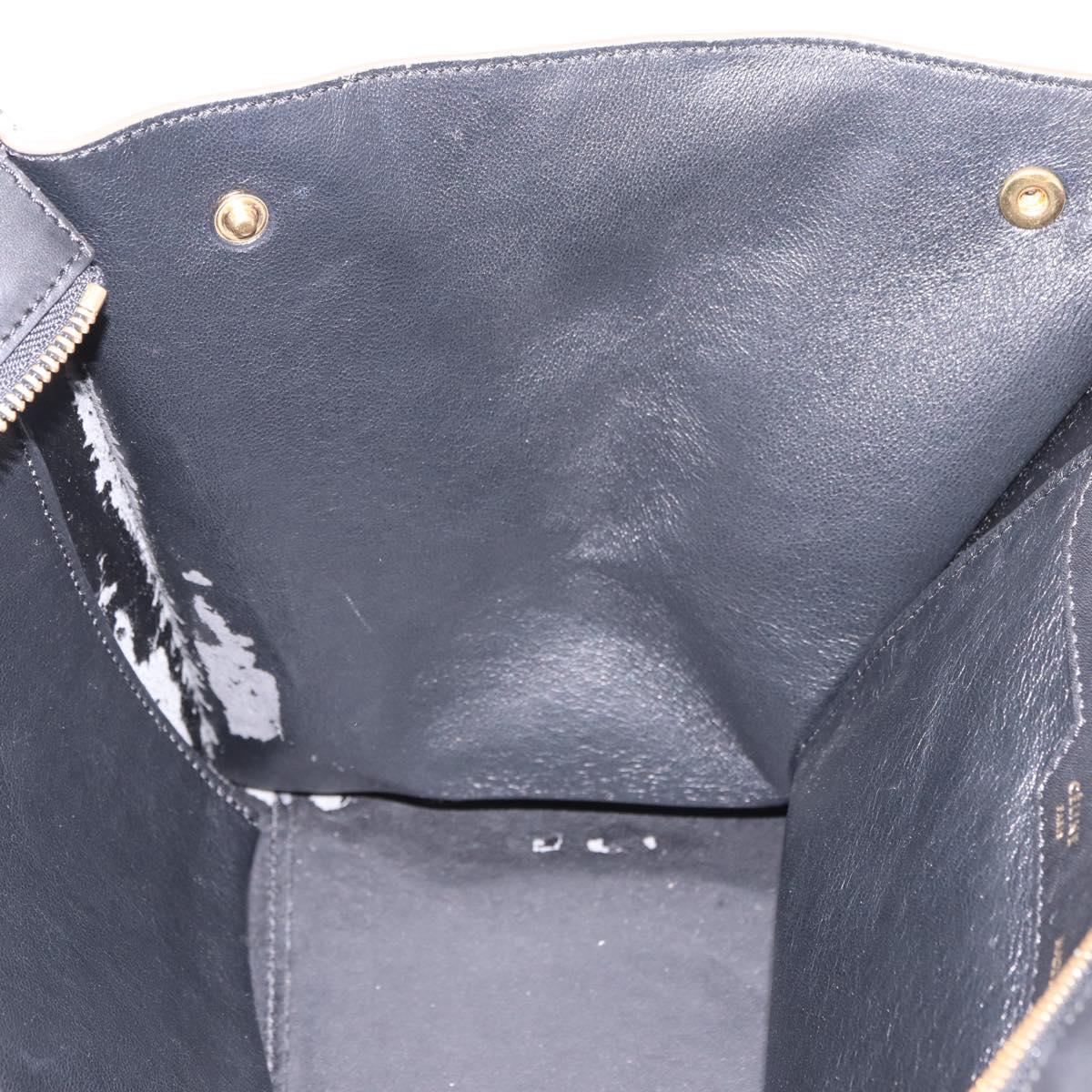 CELINE Trapeze Hand Bag Leather 2way Black Gold Auth 183043