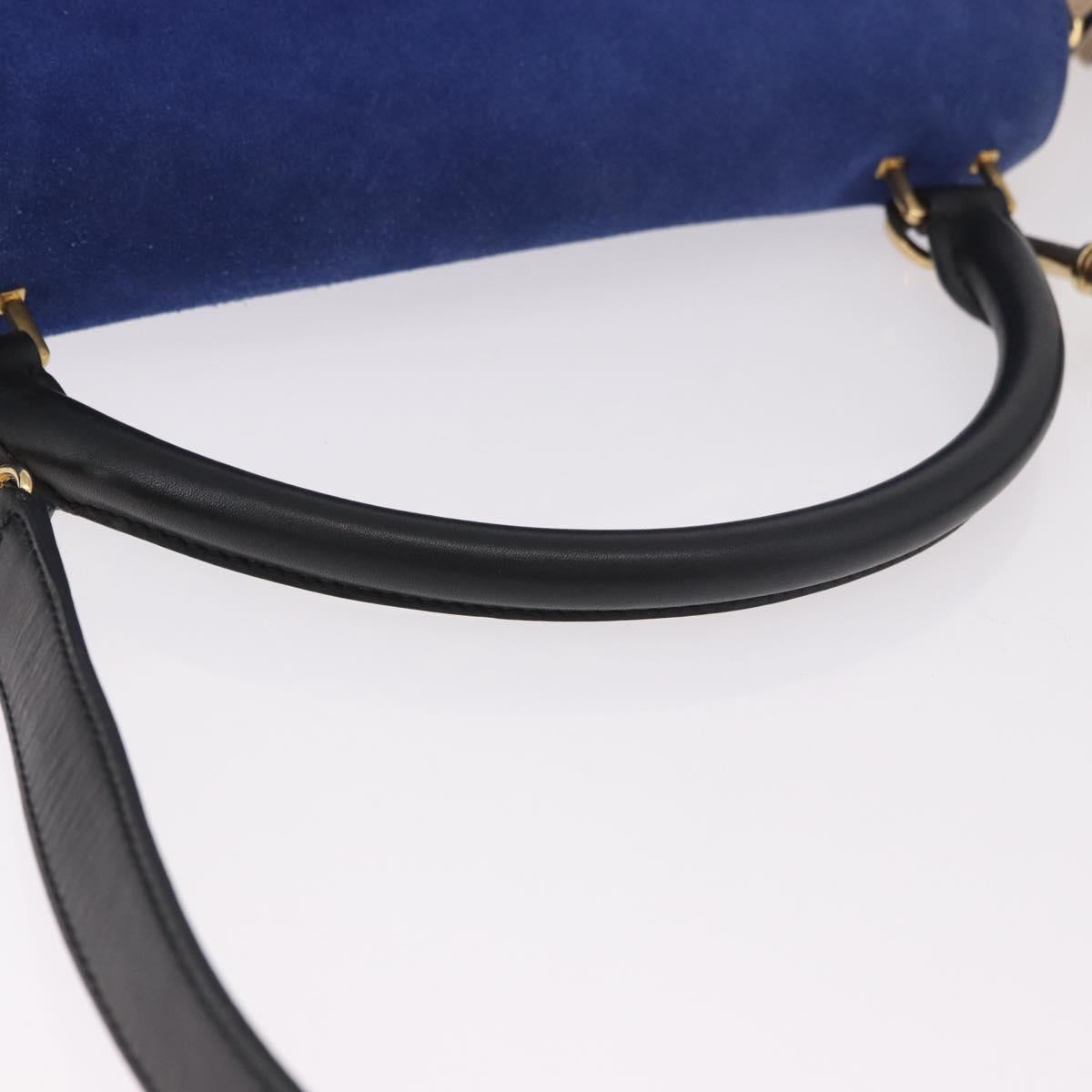 CELINE Trapeze Hand Bag Leather 2way Black Gold Auth 183043