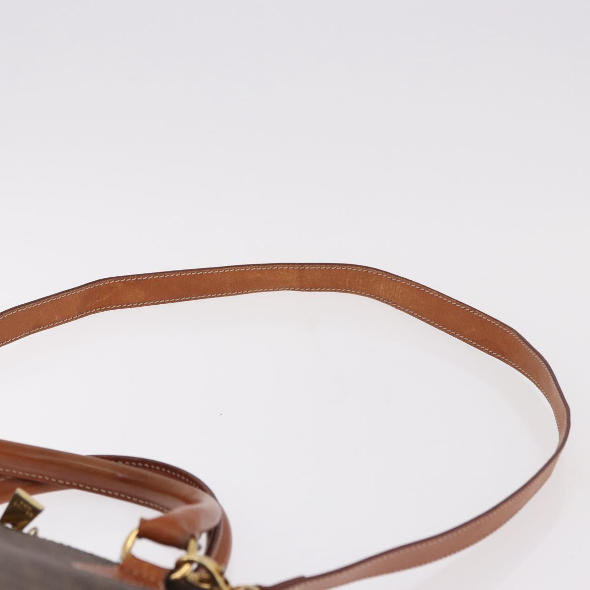 CELINE Macadam Canvas Hand Bag PVC Leather 2way Brown Gold Auth 183047