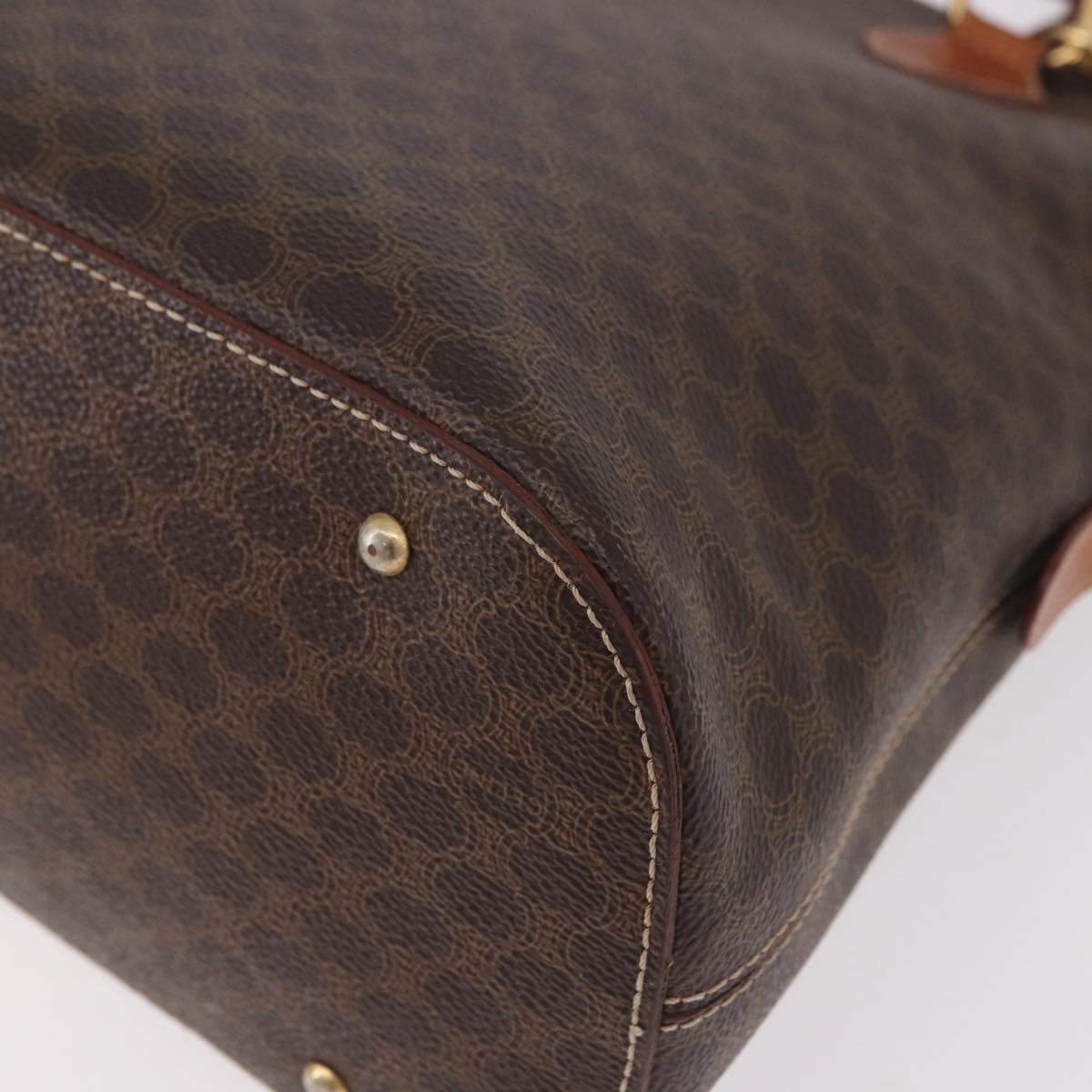 CELINE Macadam Canvas Hand Bag PVC Leather 2way Brown Gold Auth 183047