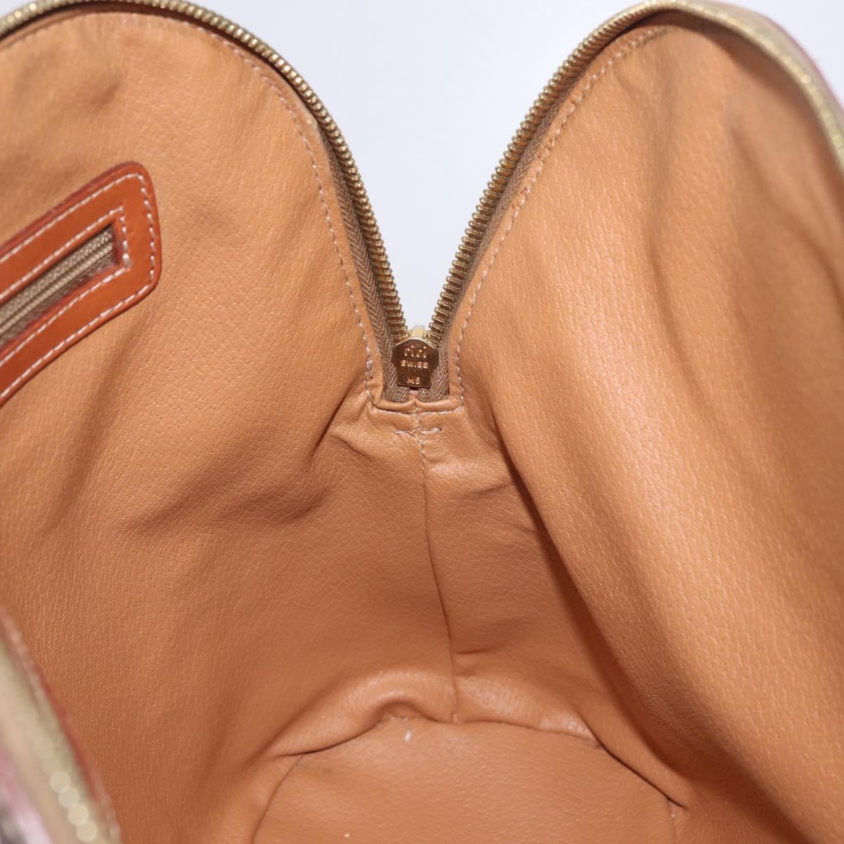 CELINE Macadam Canvas Hand Bag PVC Leather 2way Brown Gold Auth 183047