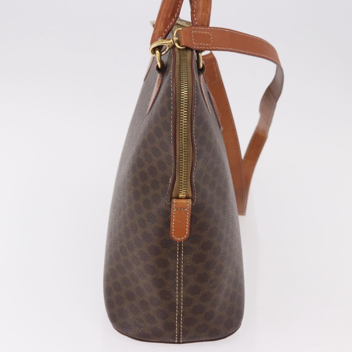 CELINE Macadam Canvas Hand Bag PVC Leather 2way Brown Gold Auth 183047