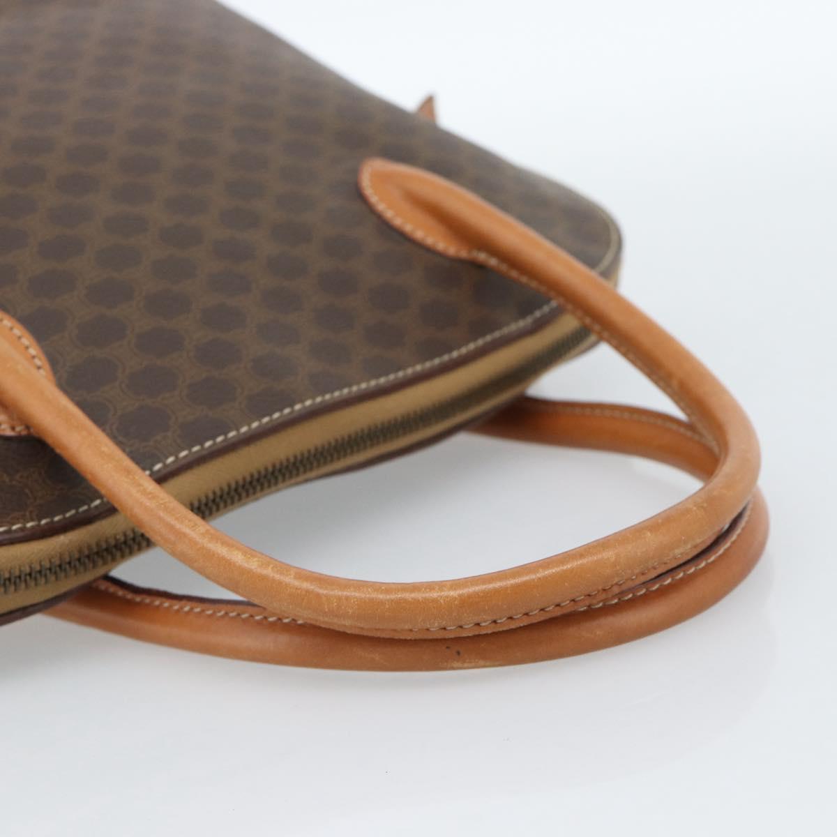 CELINE Macadam Canvas Hand Bag PVC Leather 2way Brown Gold Auth 183049