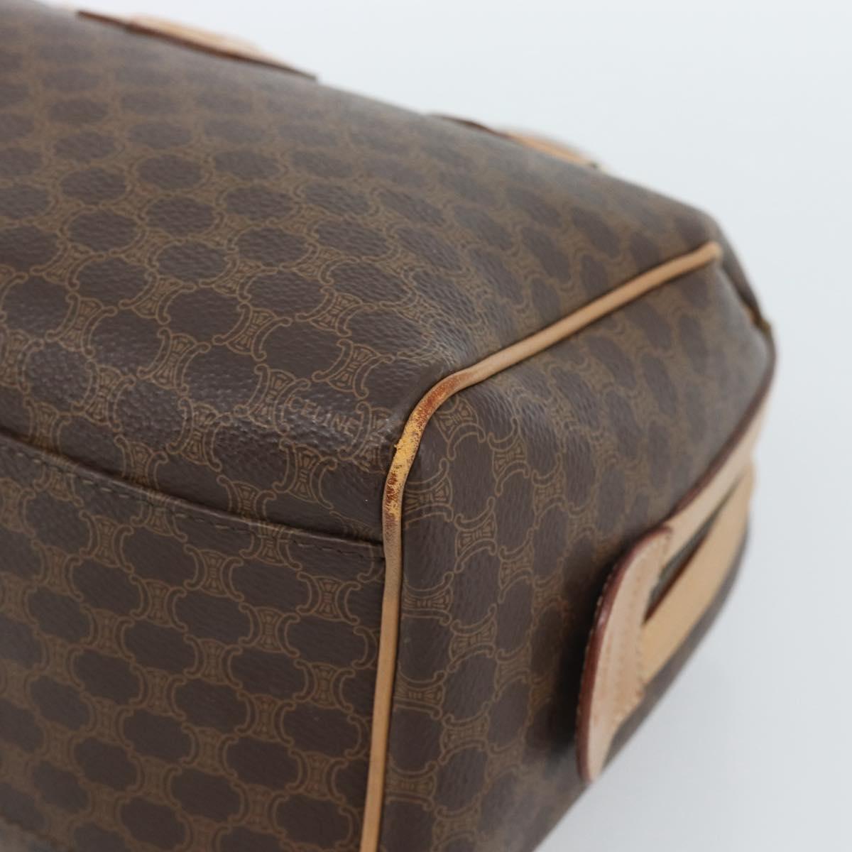 CELINE Macadam Canvas Boston Bag PVC Leather Brown Gold Auth 183050