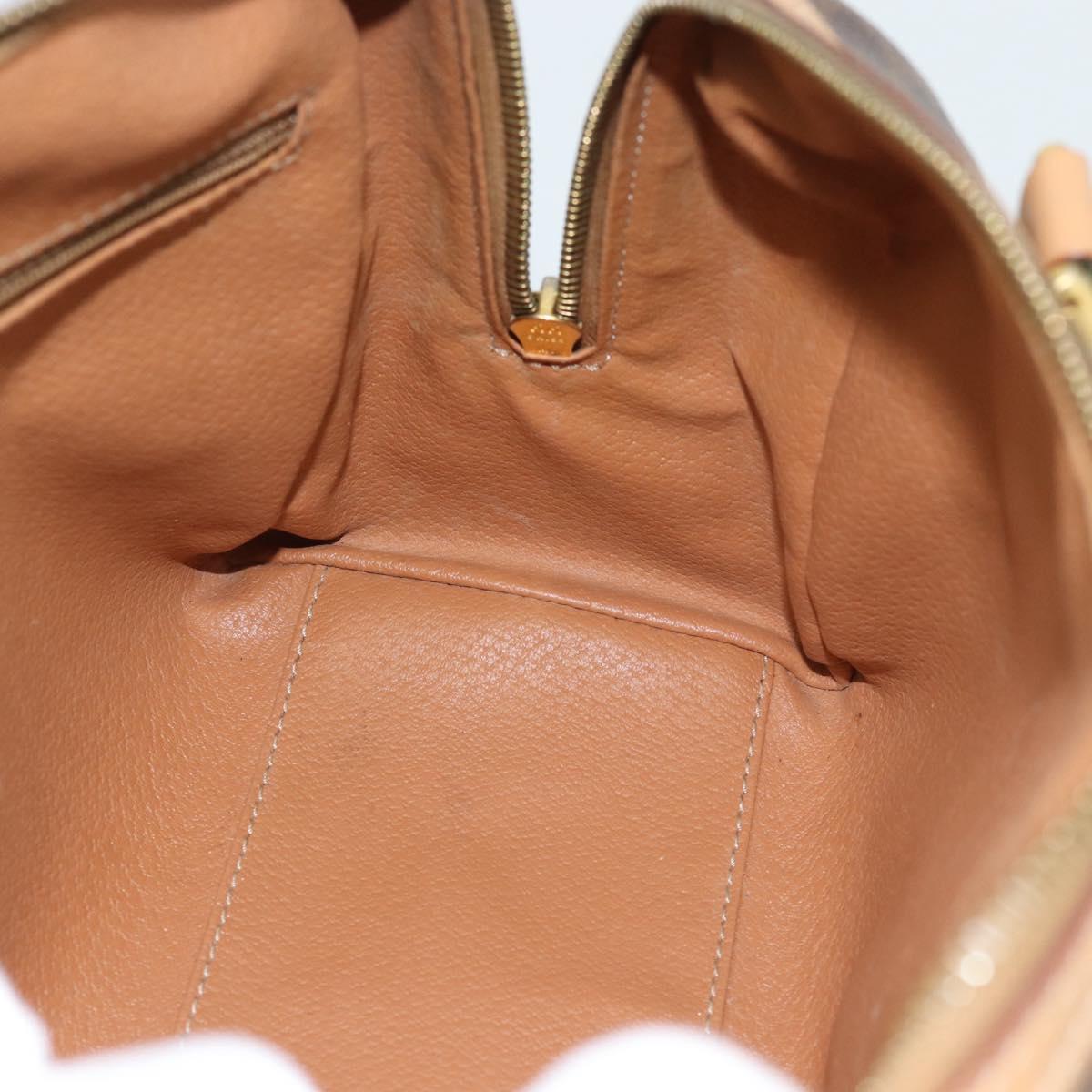 CELINE Macadam Canvas Boston Bag PVC Leather Brown Gold Auth 183050
