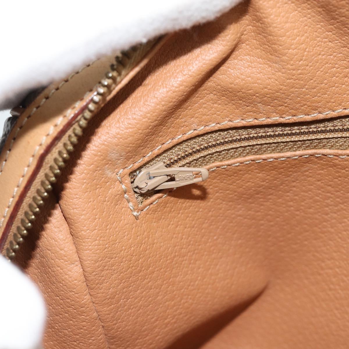 CELINE Macadam Canvas Boston Bag PVC Leather Brown Gold Auth 183050