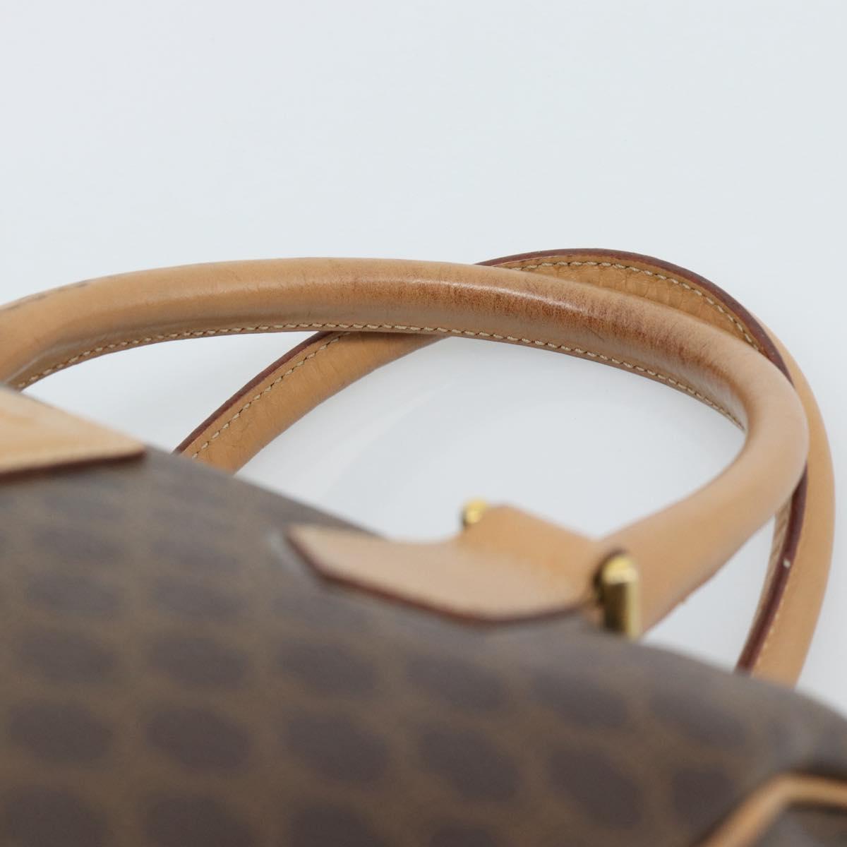 CELINE Macadam Canvas Boston Bag PVC Leather Brown Gold Auth 183050
