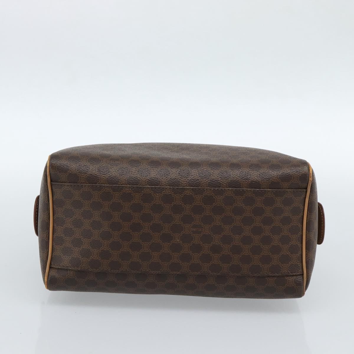 CELINE Macadam Canvas Boston Bag PVC Leather Brown Gold Auth 183050