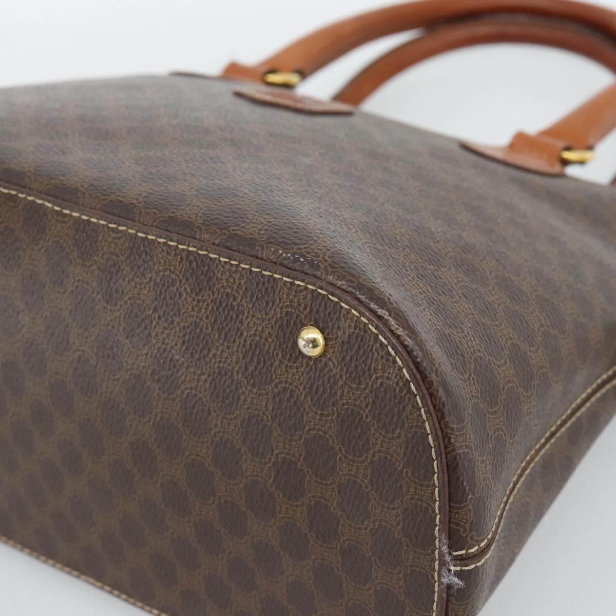 CELINE Macadam Canvas Hand Bag PVC Leather 2way Brown Gold Auth 183051