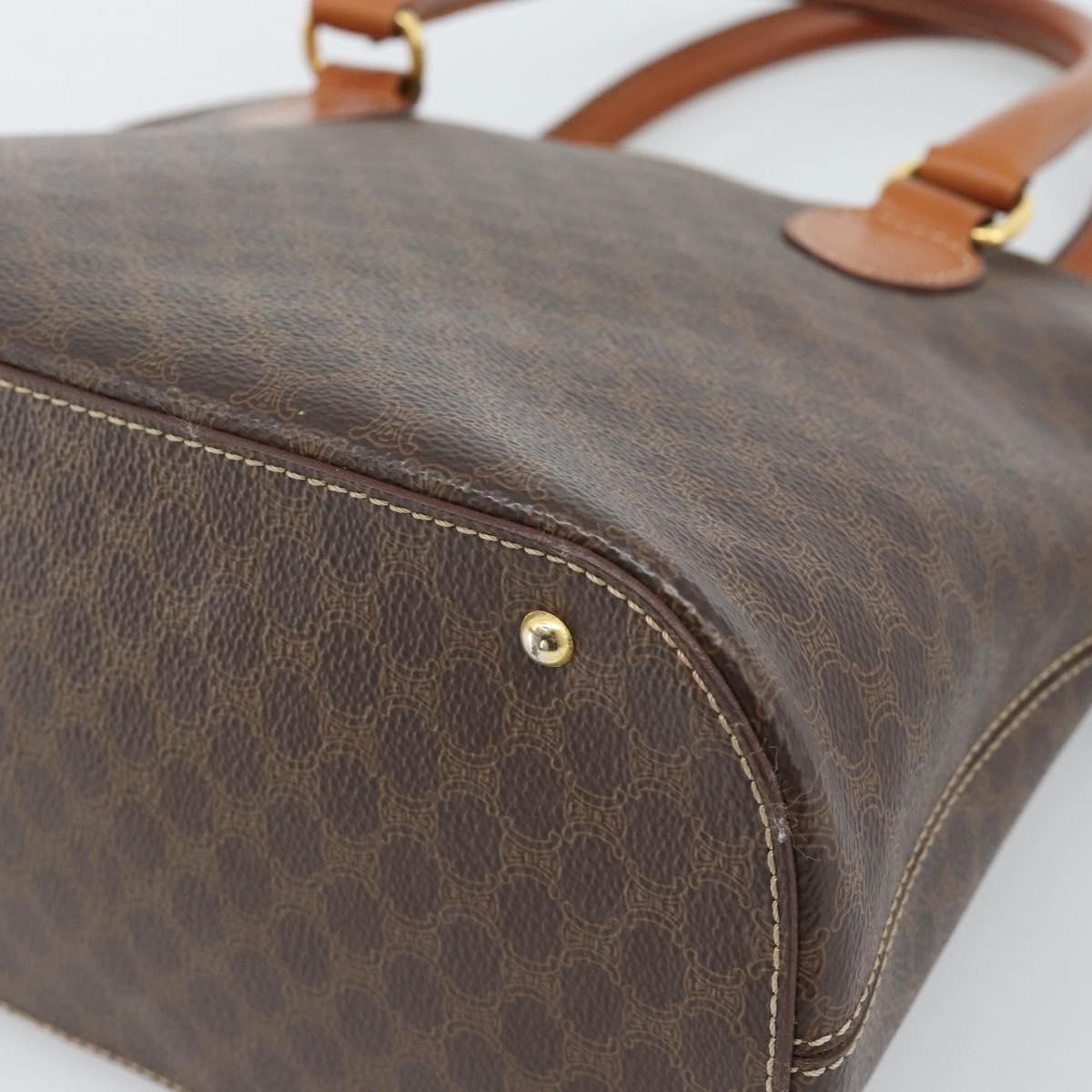 CELINE Macadam Canvas Hand Bag PVC Leather 2way Brown Gold Auth 183051