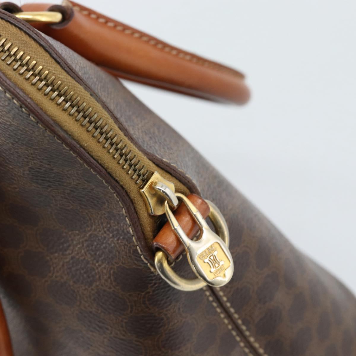 CELINE Macadam Canvas Hand Bag PVC Leather 2way Brown Gold Auth 183051