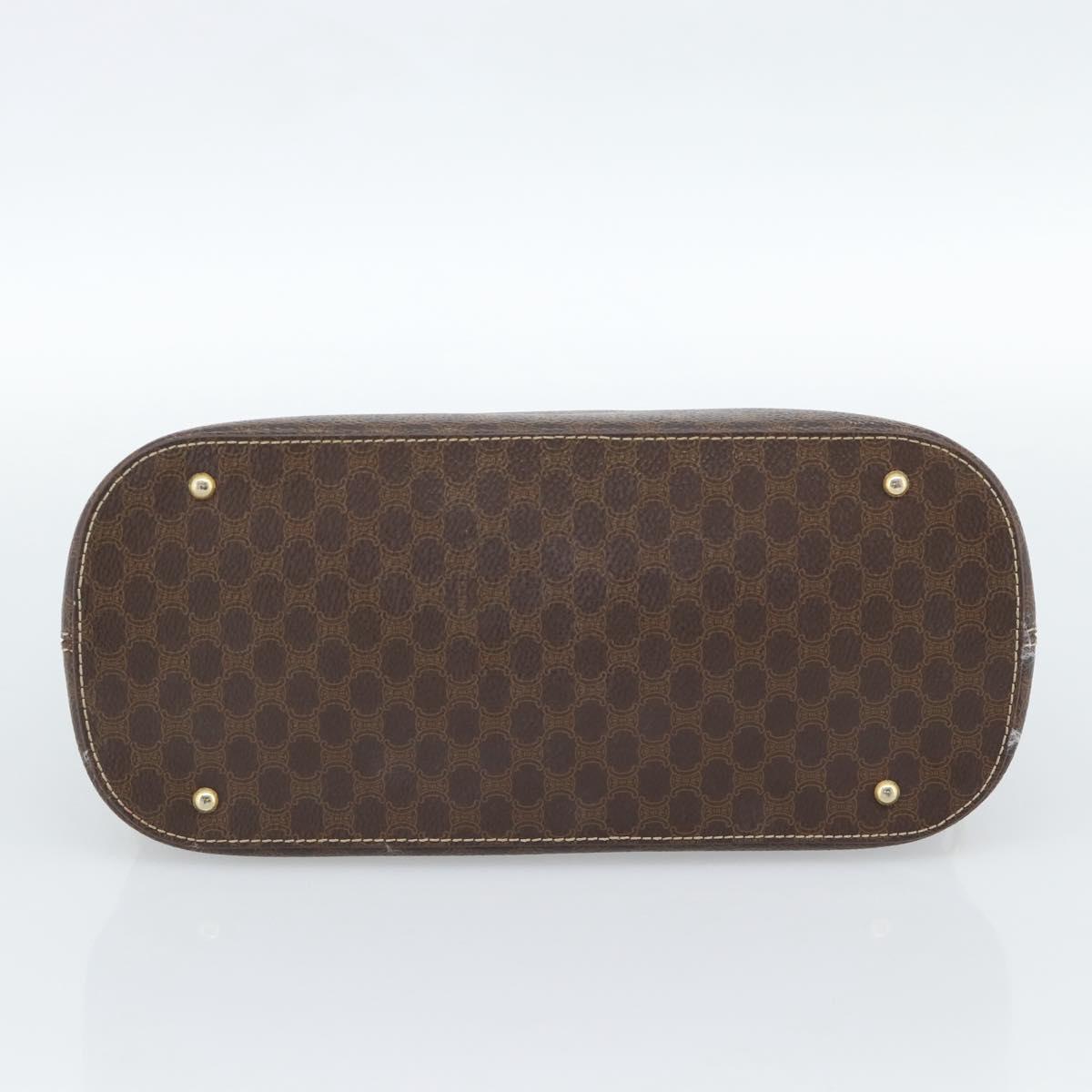 CELINE Macadam Canvas Hand Bag PVC Leather 2way Brown Gold Auth 183051