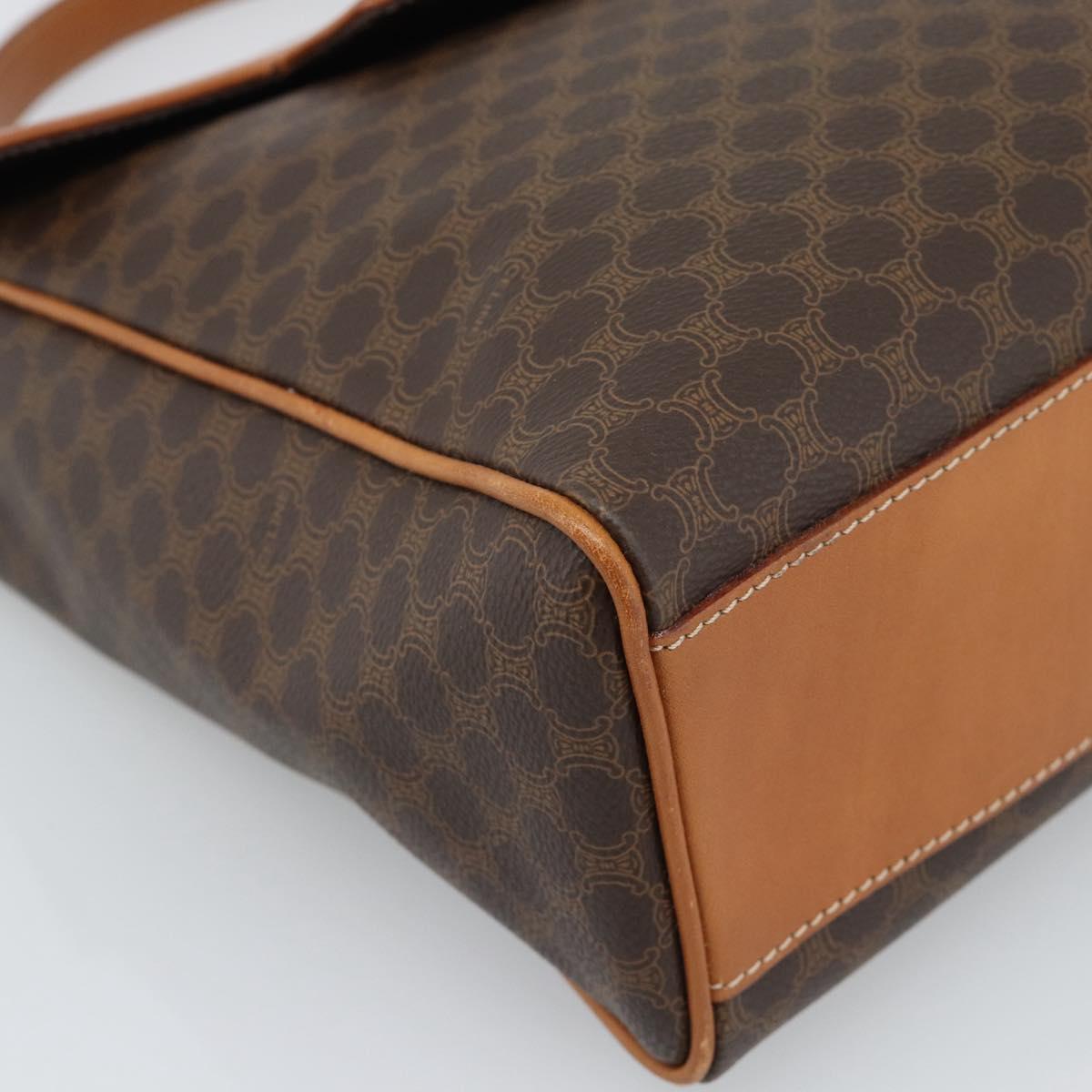 CELINE Macadam Canvas Hand Bag PVC Leather Brown Gold Auth 183052V