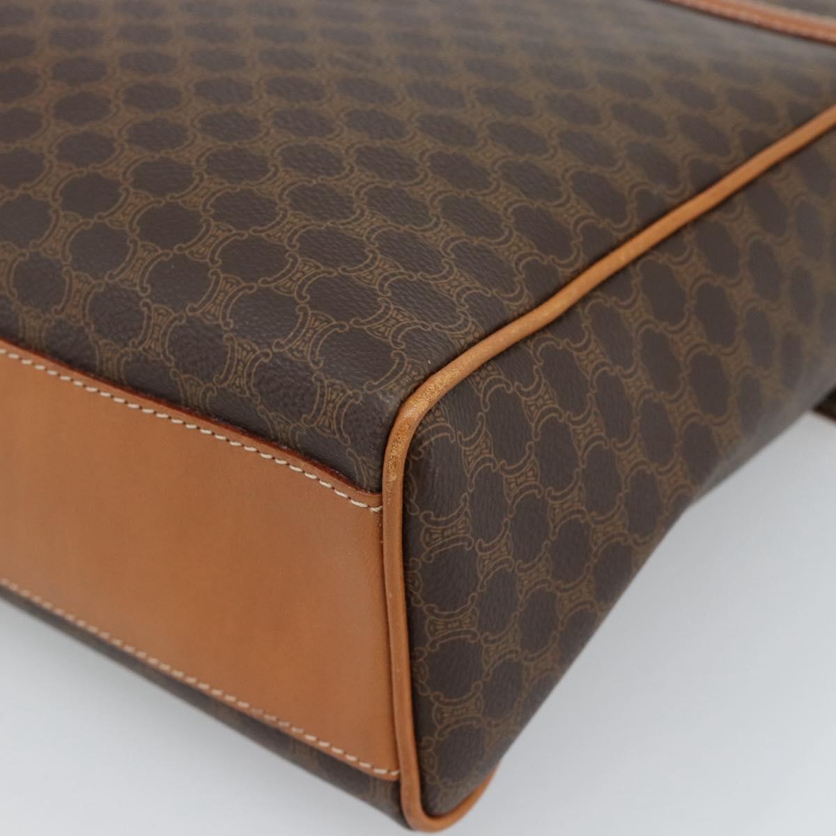 CELINE Macadam Canvas Hand Bag PVC Leather Brown Gold Auth 183052V