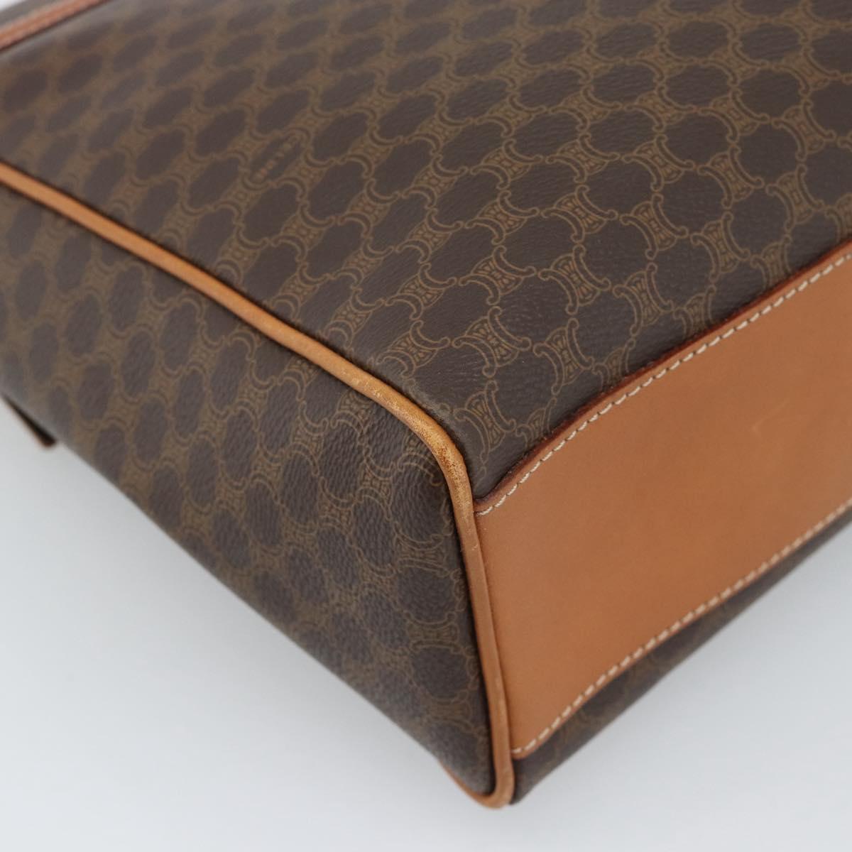 CELINE Macadam Canvas Hand Bag PVC Leather Brown Gold Auth 183052V