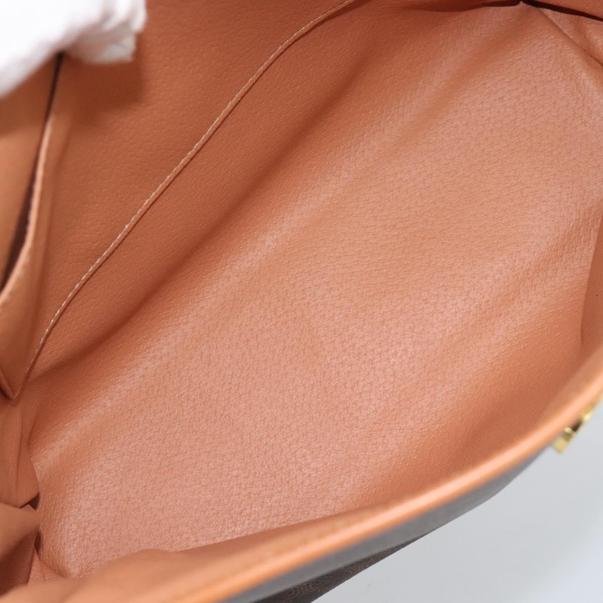 CELINE Macadam Canvas Hand Bag PVC Leather Brown Gold Auth 183052V
