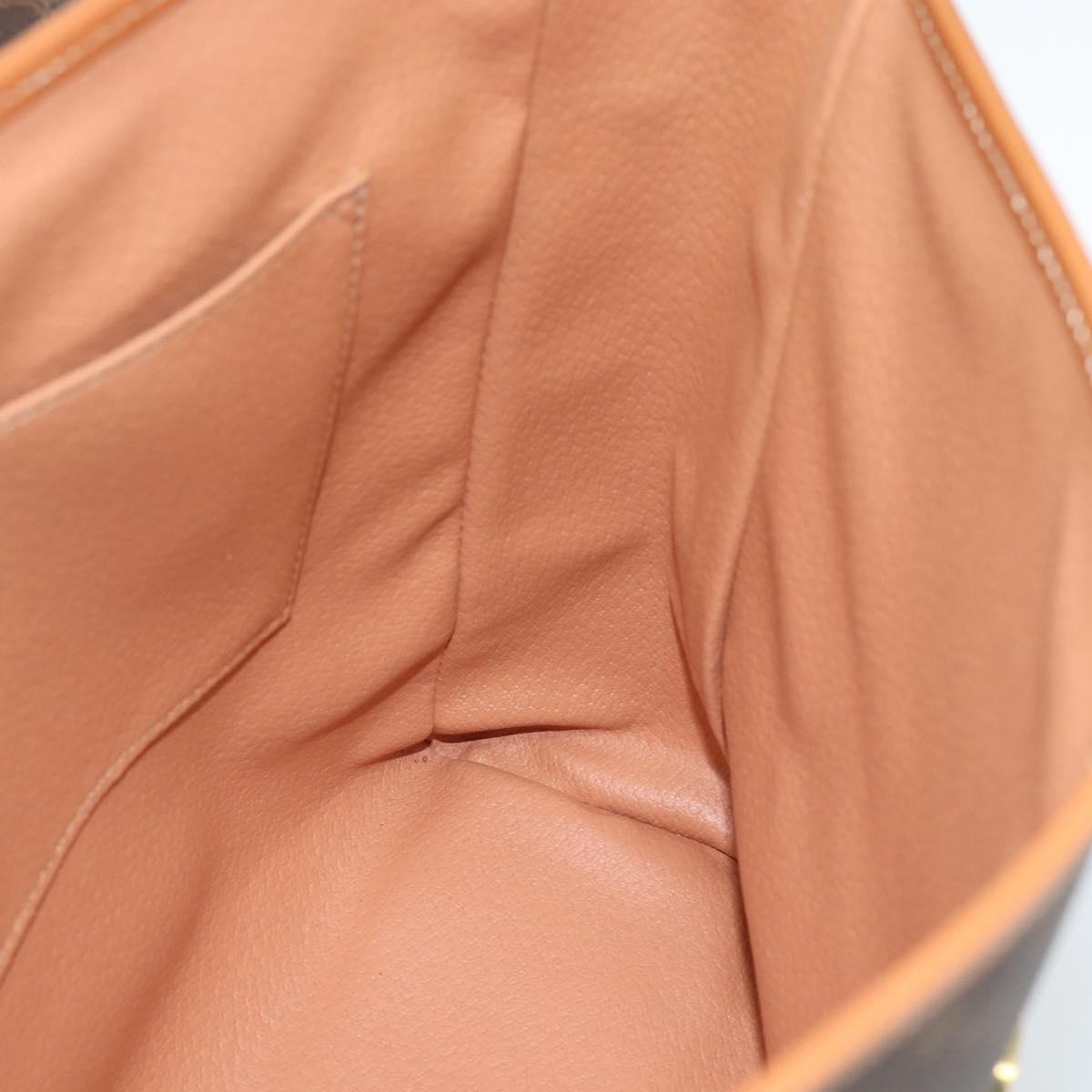 CELINE Macadam Canvas Hand Bag PVC Leather Brown Gold Auth 183052V