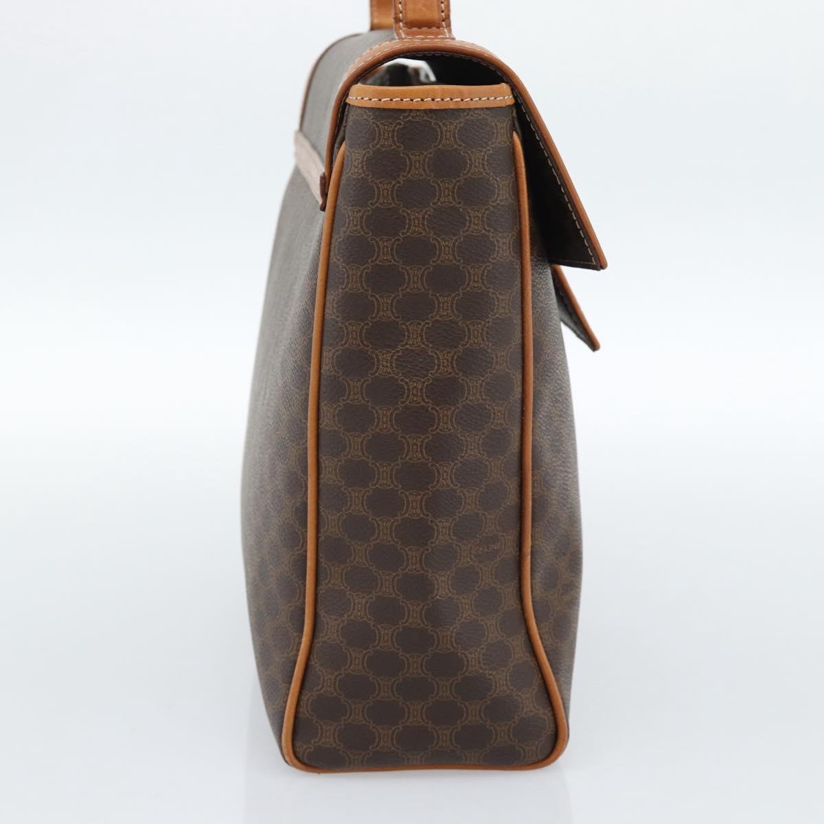 CELINE Macadam Canvas Hand Bag PVC Leather Brown Gold Auth 183052V