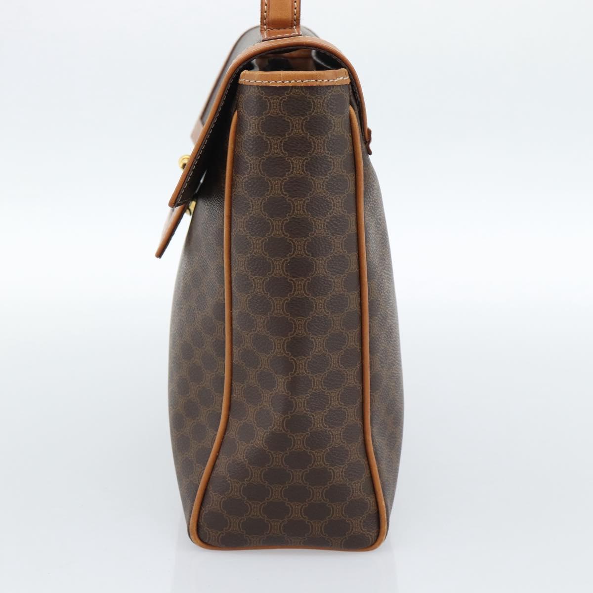 CELINE Macadam Canvas Hand Bag PVC Leather Brown Gold Auth 183052V