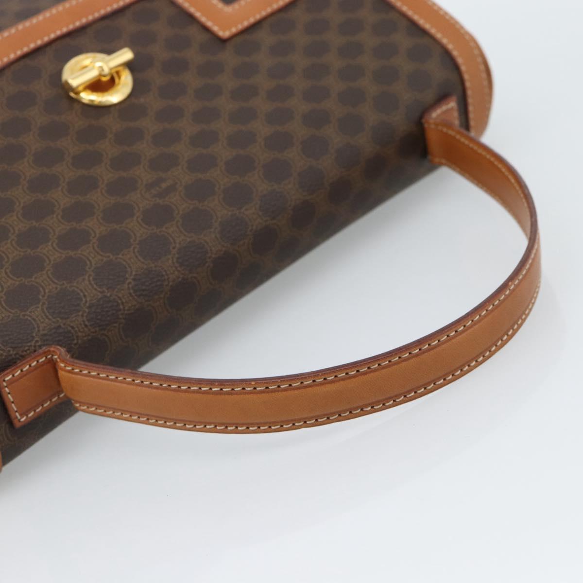 CELINE Macadam Canvas Hand Bag PVC Leather Brown Gold Auth 183052V