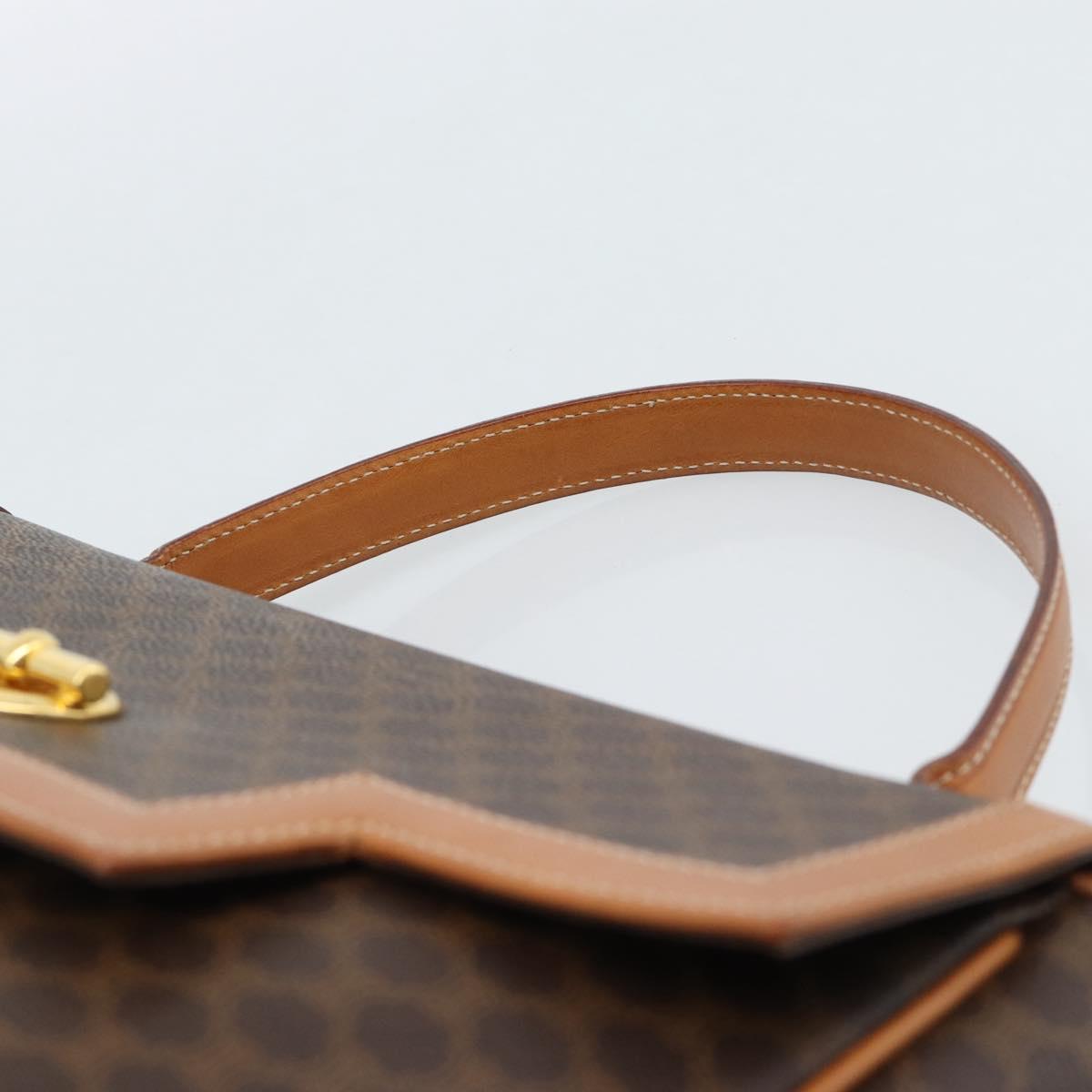 CELINE Macadam Canvas Hand Bag PVC Leather Brown Gold Auth 183052V