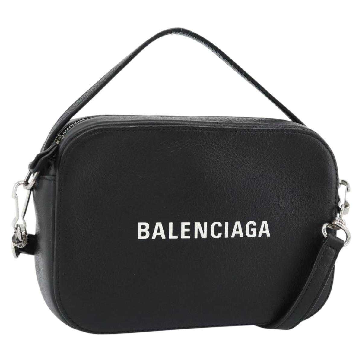 BALENCIAGA Everyday Camera Bag Bag Leather 2way Black Silver 608653 Auth 183054A