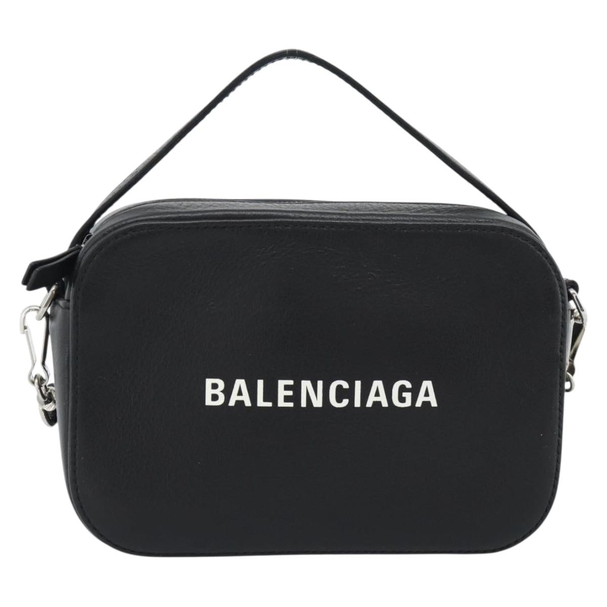 BALENCIAGA Everyday Camera Bag Bag Leather 2way Black Silver 608653 Auth 183054A