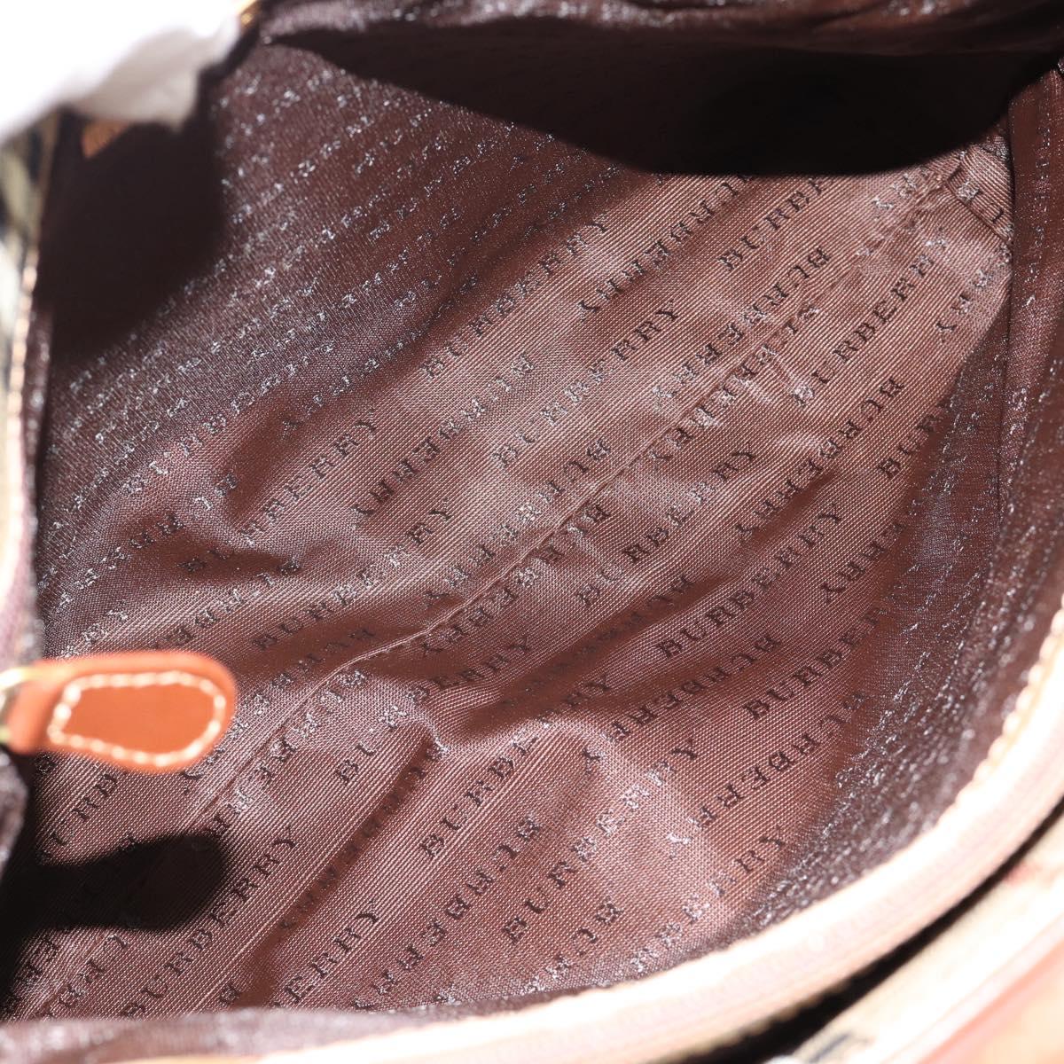 BURBERRY Nova Check Hand Bag PVC Beige Gold Auth 183055V
