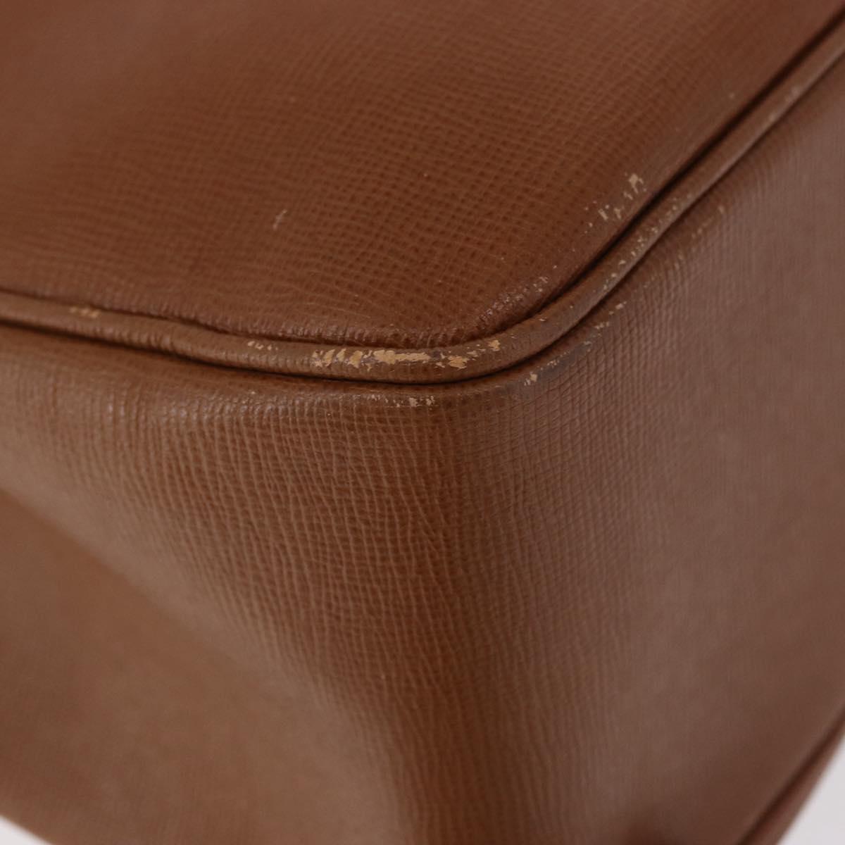 Burberrys Tote Bag Leather Beige Gold Auth 183056