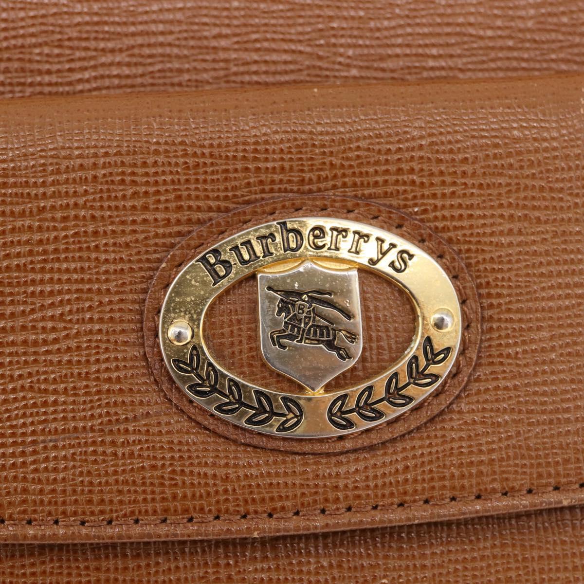 Burberrys Tote Bag Leather Beige Gold Auth 183056