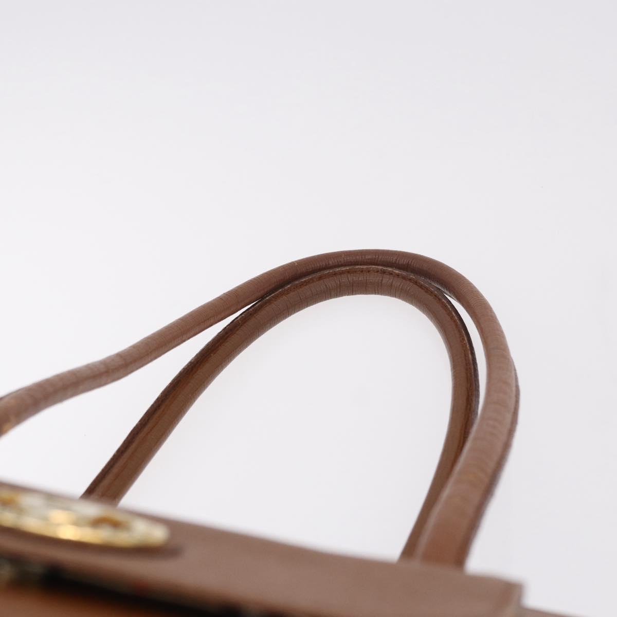 Burberrys Tote Bag Leather Beige Gold Auth 183056