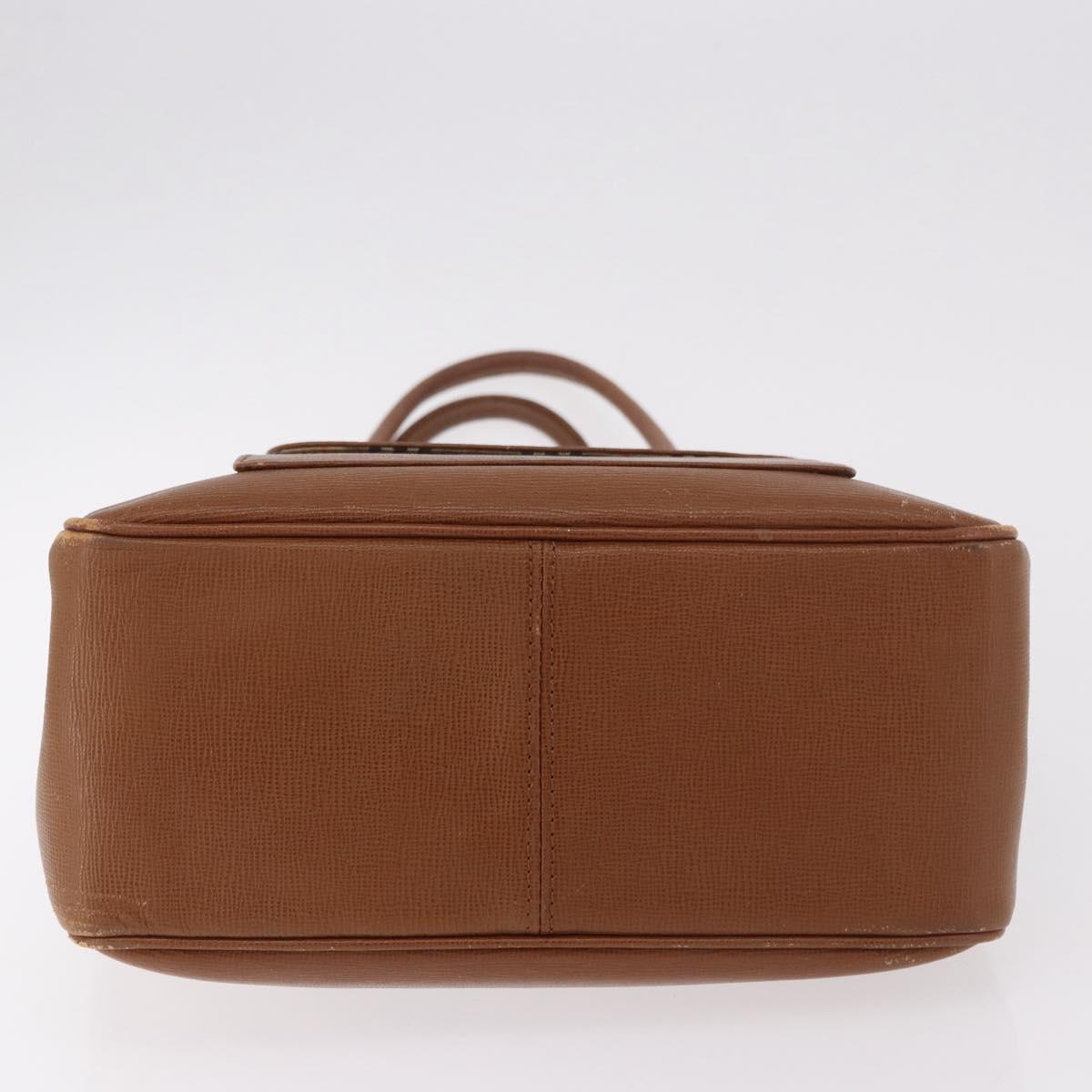 Burberrys Tote Bag Leather Beige Gold Auth 183056