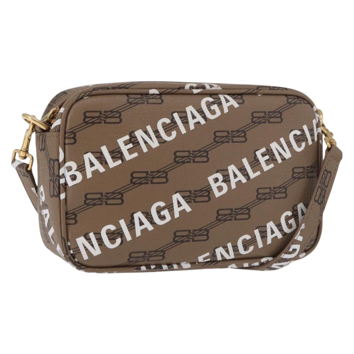 BALENCIAGA Signature Shoulder Bag PVC Beige Gold 702701 Auth 183057M