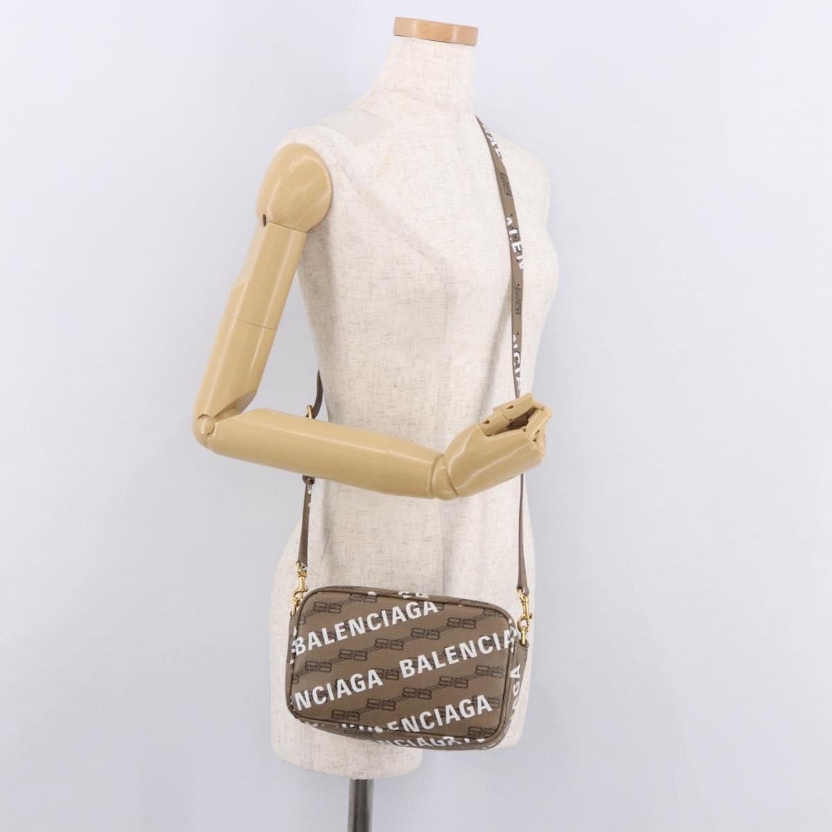 BALENCIAGA Signature Shoulder Bag PVC Beige Gold 702701 Auth 183057M