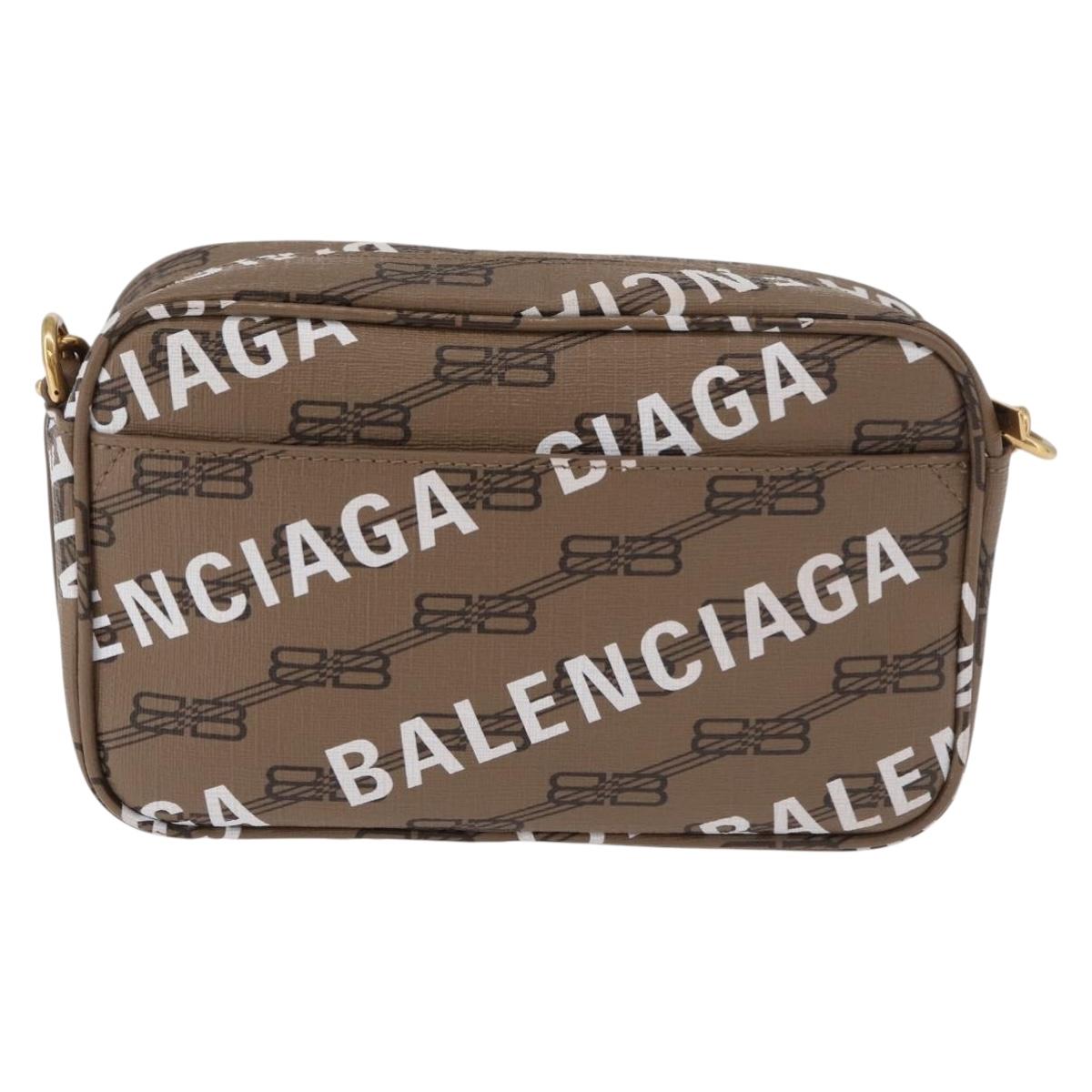 BALENCIAGA Signature Shoulder Bag PVC Beige Gold 702701 Auth 183057M