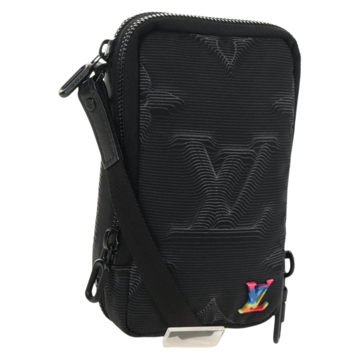 LOUIS VUITTON 3D Monogram Double Phone Pouch Black M80141 LV Auth 183059M