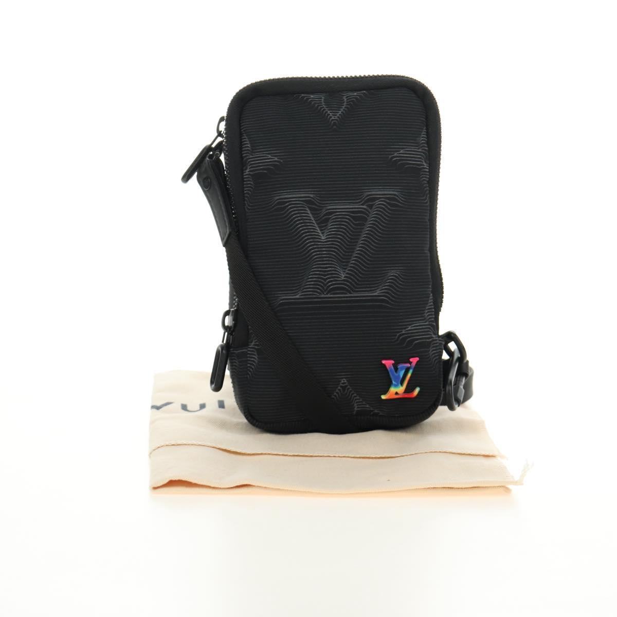 LOUIS VUITTON 3D Monogram Double Phone Pouch Black M80141 LV Auth 183059M