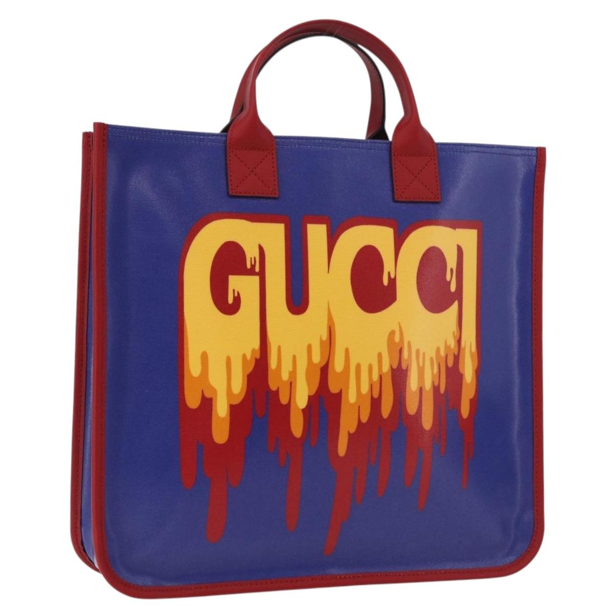 GUCCI Hand Bag PVC Blue Red 550763 Auth 183061M