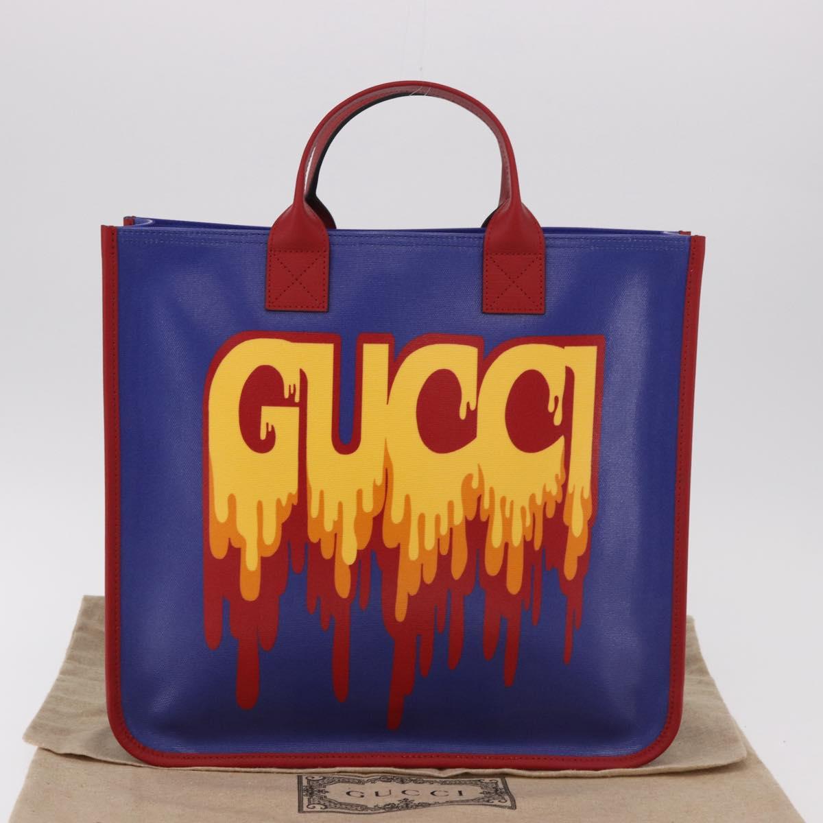 GUCCI Hand Bag PVC Blue Red 550763 Auth 183061M