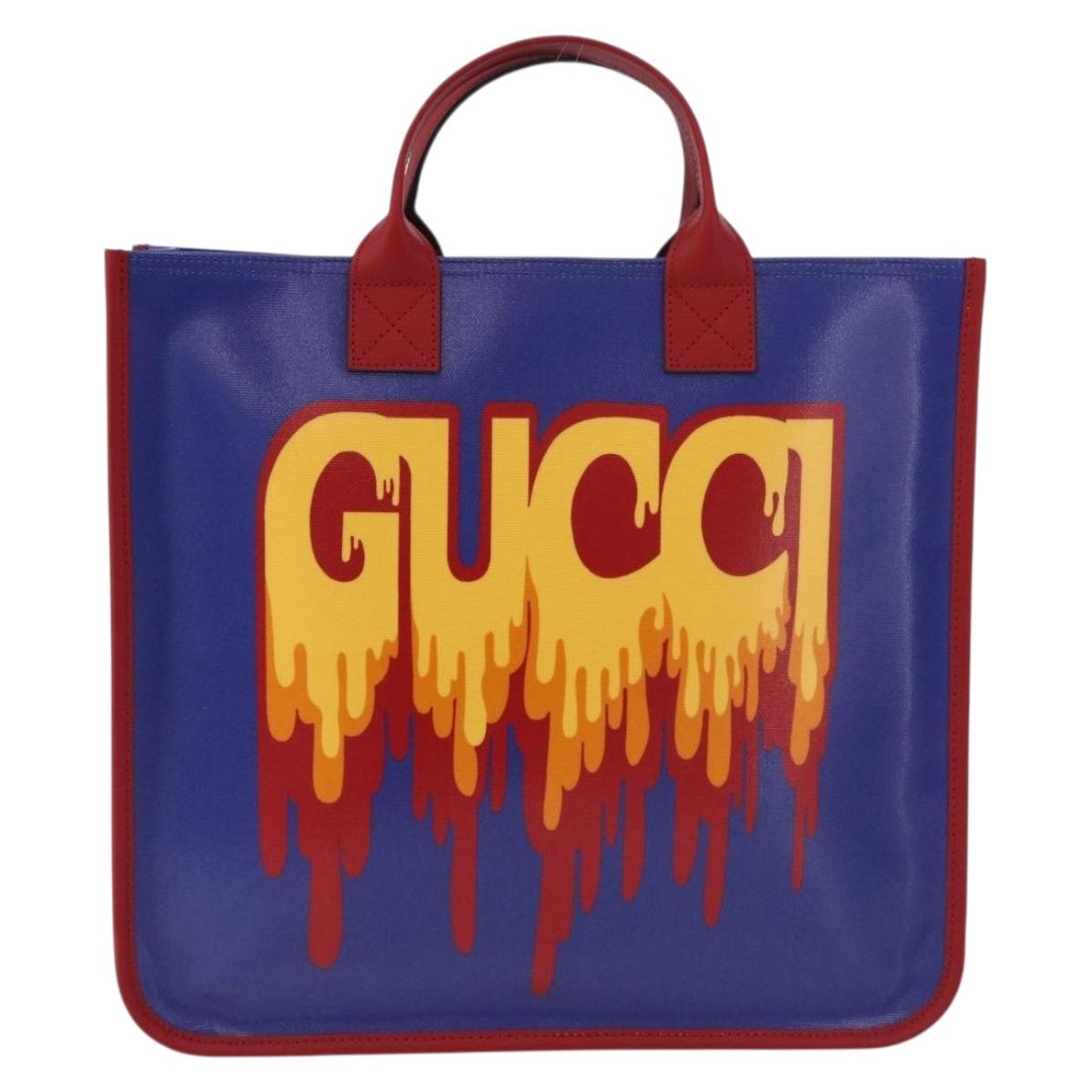 GUCCI Hand Bag PVC Blue Red 550763 Auth 183061M