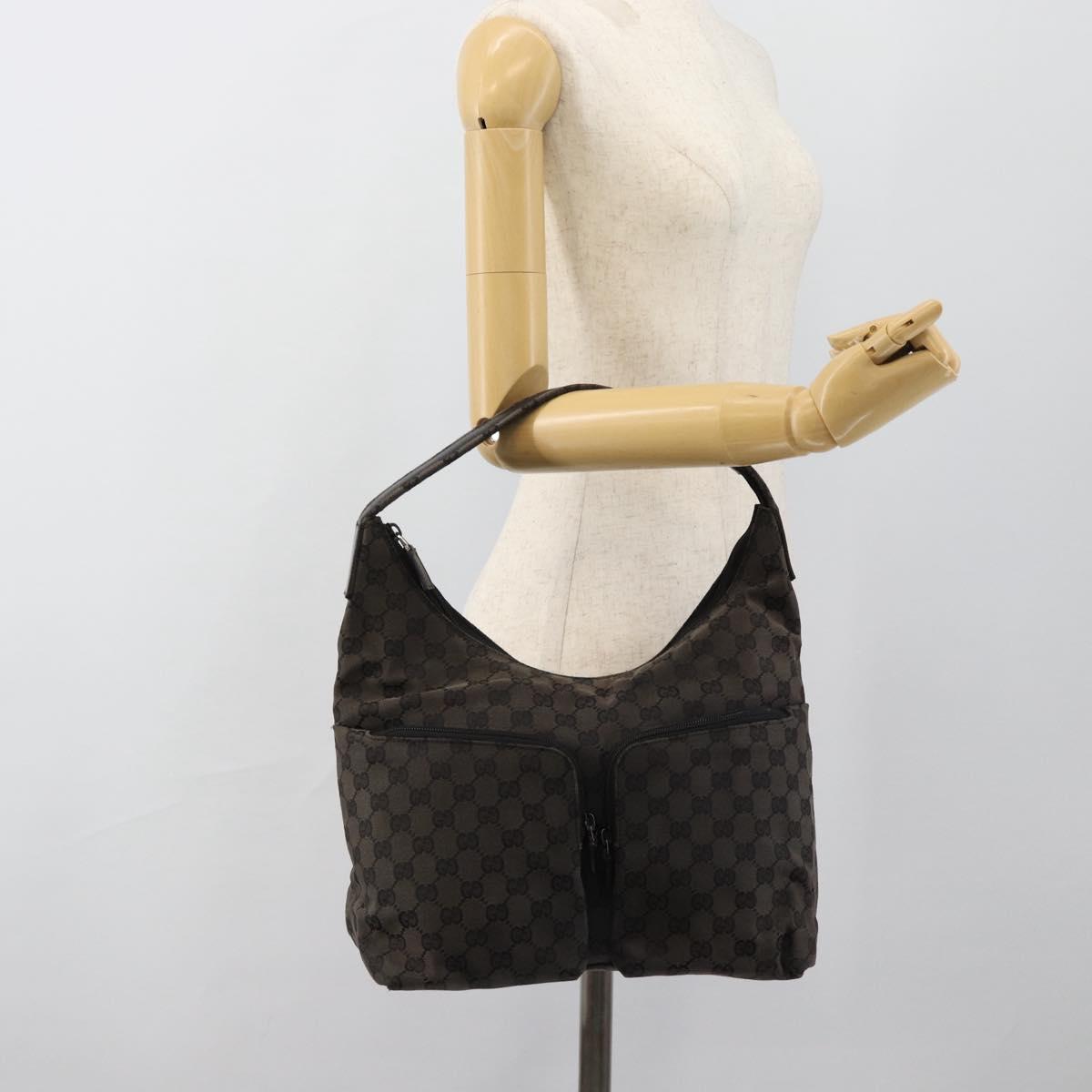 GUCCI GG Canvas Shoulder Bag Black Silver 001 3380 1705 Auth 183064A