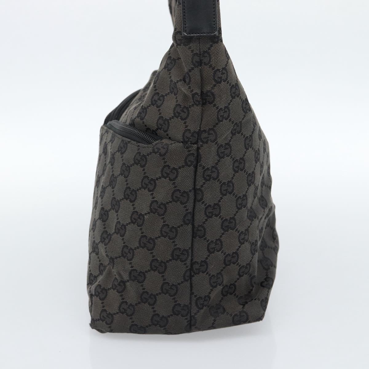 GUCCI GG Canvas Shoulder Bag Black Silver 001 3380 1705 Auth 183064A