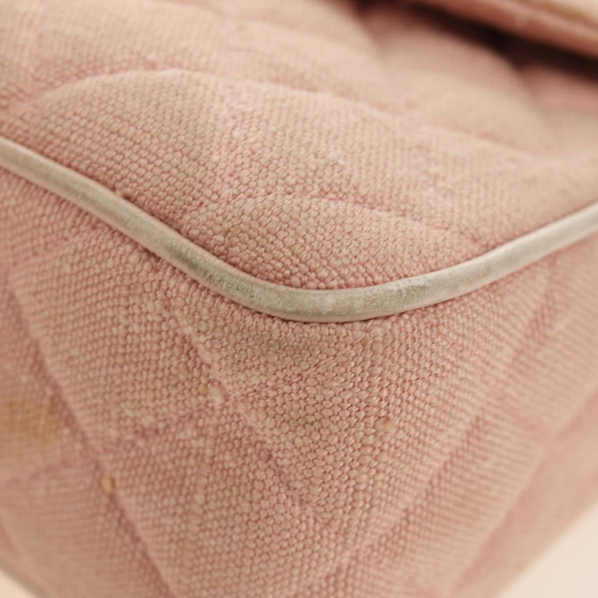 CHANEL Matelasse Chain Shoulder Bag Canvas Pink Gold CC Auth 183065M